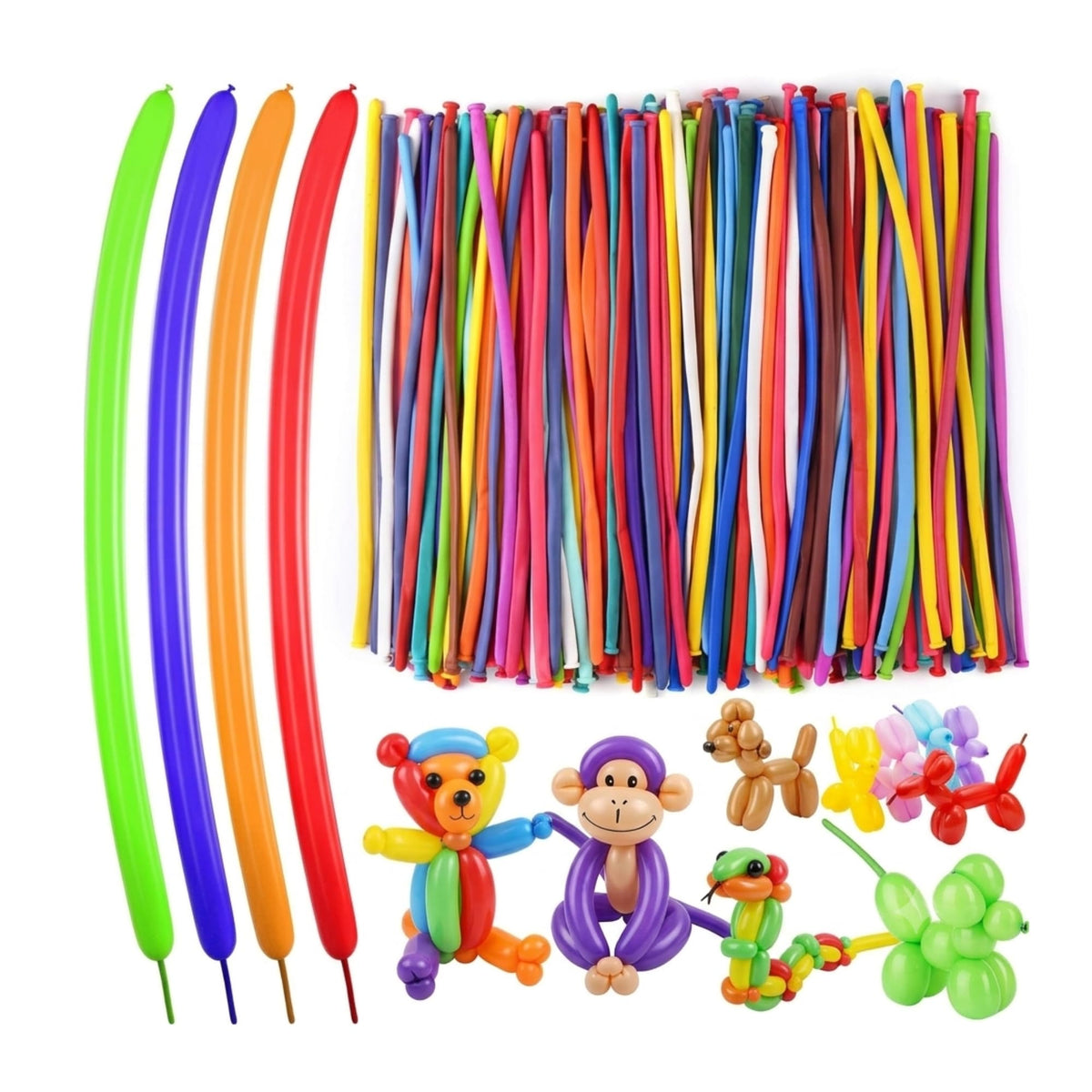 SHATCHI Modelling Balloons - 100 Long Twistable Balloons, Mixed Colours