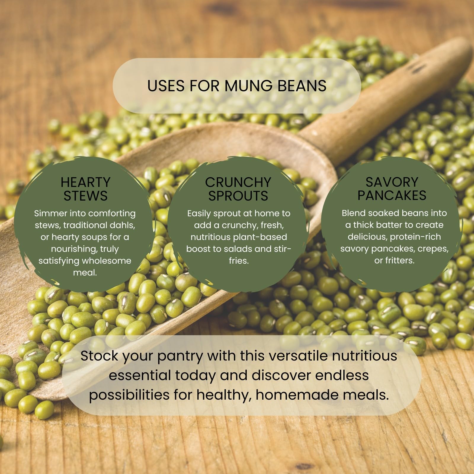 Minton & Donello Organic Mung Beans - 500g Pack | Whole Green Gram | High Protein & Fibre