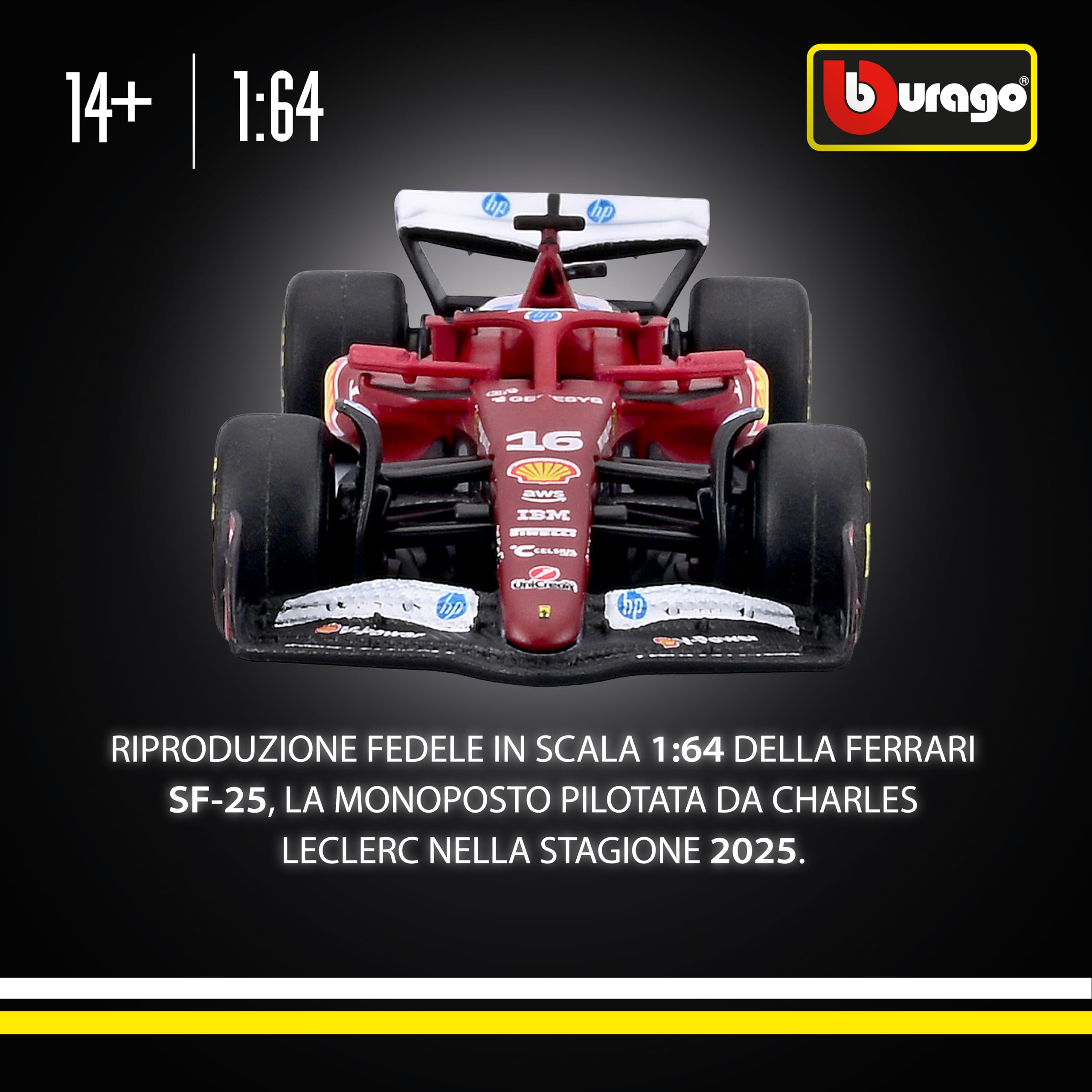 Bburago Ferrari SF-25 #16 Charles Leclerc 2025 F1 Car Diecast Model | 1:64 Scale | Metal 2