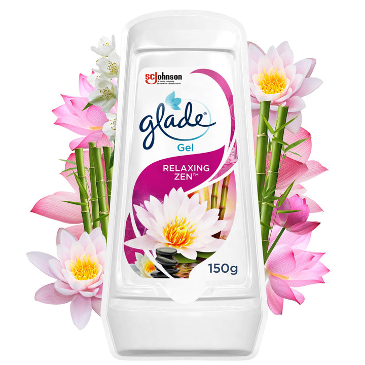 Glade - Solid Gel Air Freshener Odour Eliminator for Home & Bathroom, Relaxing Zen, Pack of 8 (8 x 150g)