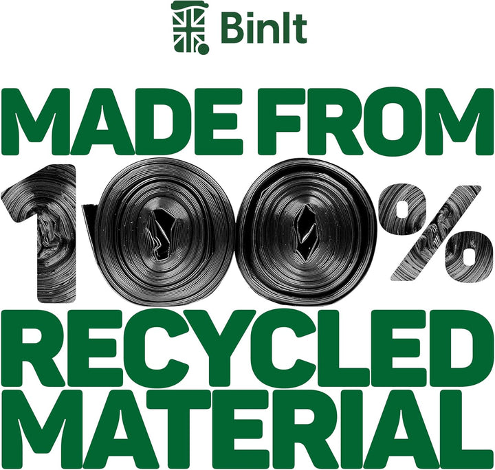 BIN IT 10 Tie Top Ultra Heavy Duty 120L Refuse Sacks - 60μm Recycled LDPE Bin Bags