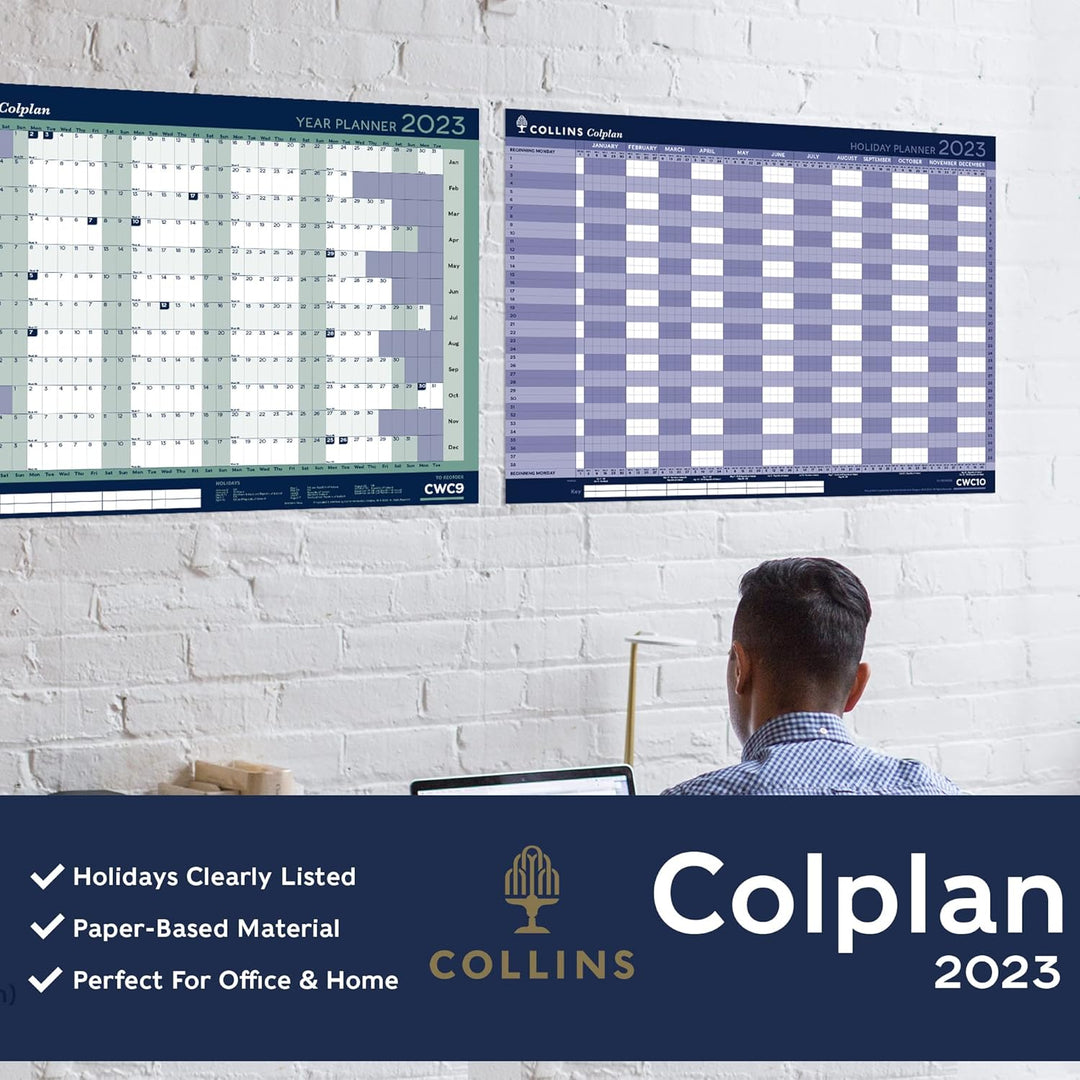 Collins Colplan Deskline Week to View CDL1 2023 Diary - A5 Size, Lay Flat Design, Monthly Tabs, International Holidays