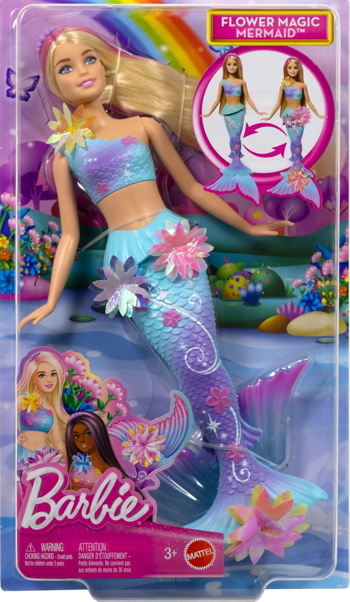 Barbie Mermaid Toy Doll with Surprise Magic Blooming Flowers Feature - Blue 2