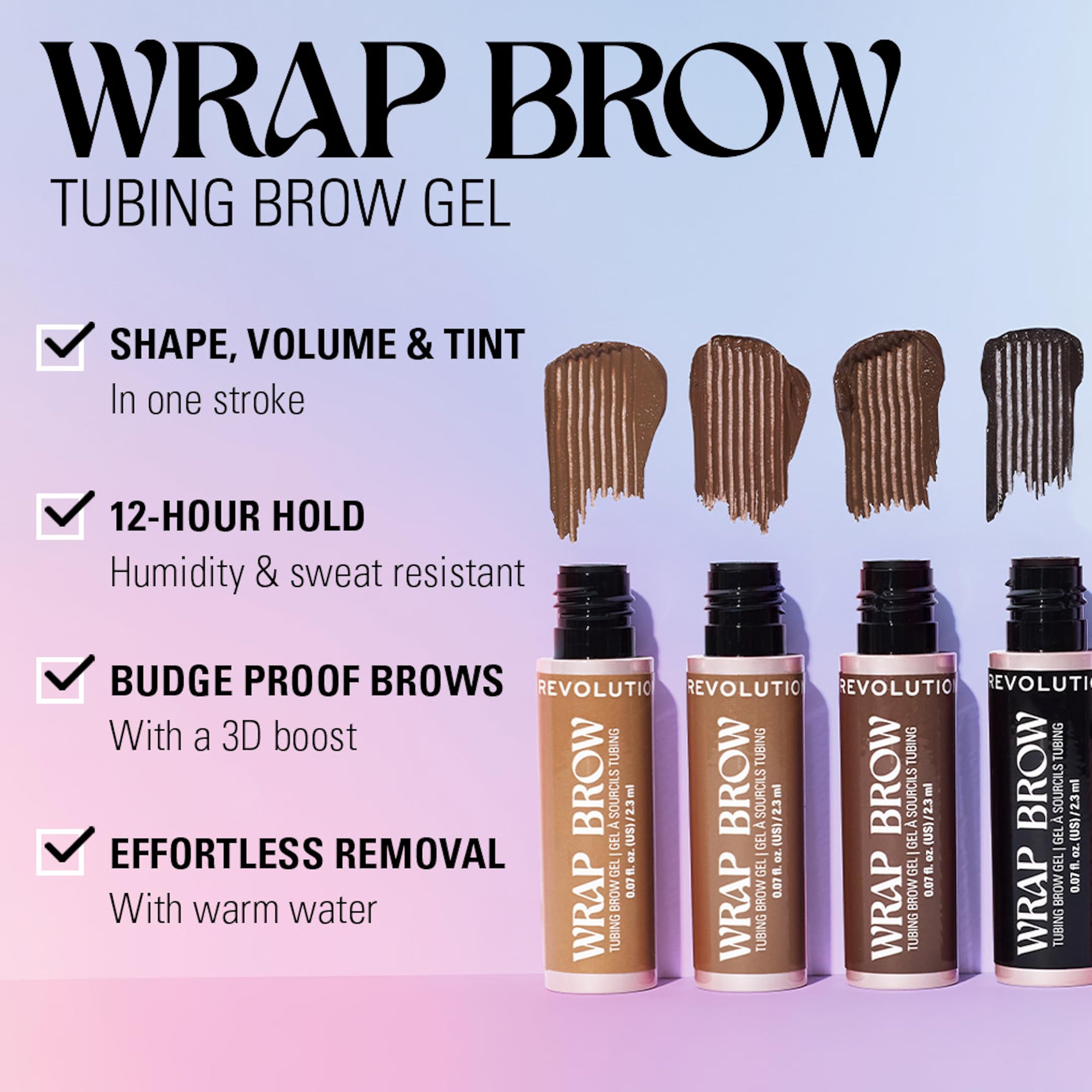 Revolution Beauty London Wrap Brow Tubing Gel - Shape & Sculpt | Cool Medium Brown | 2.3 ml 5