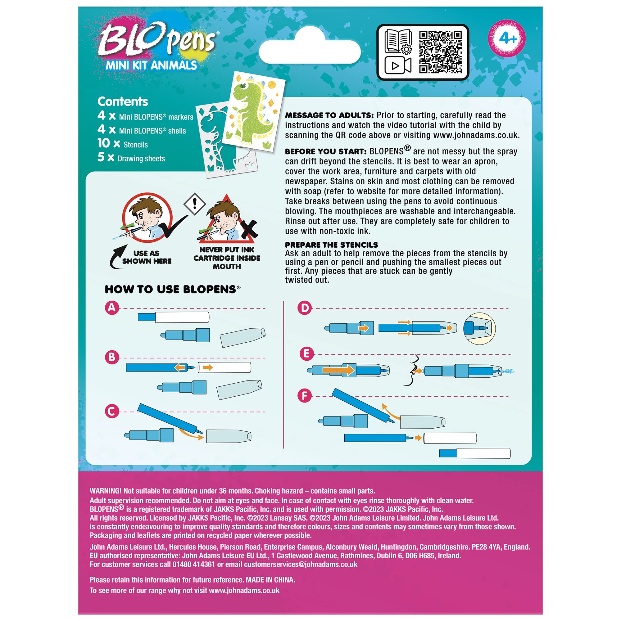 John Adams BLOPENS Animal Mini Kit - Airbrush Art for Kids 4+ 12