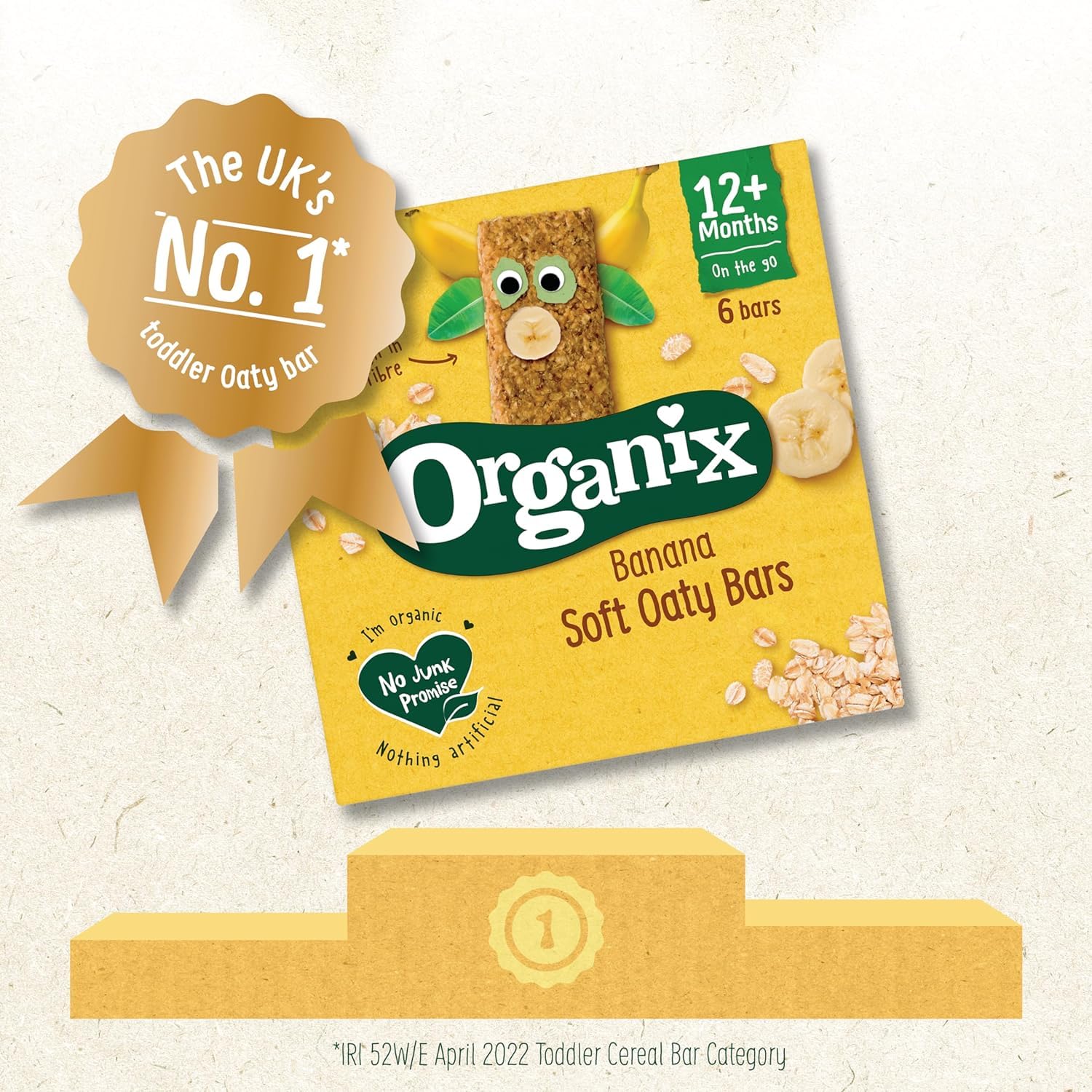 Organix Banana Organic Soft Oaty Snack Bars Multipack, No Added Sugar, 6 x 23g Bars (6 Boxes) 6