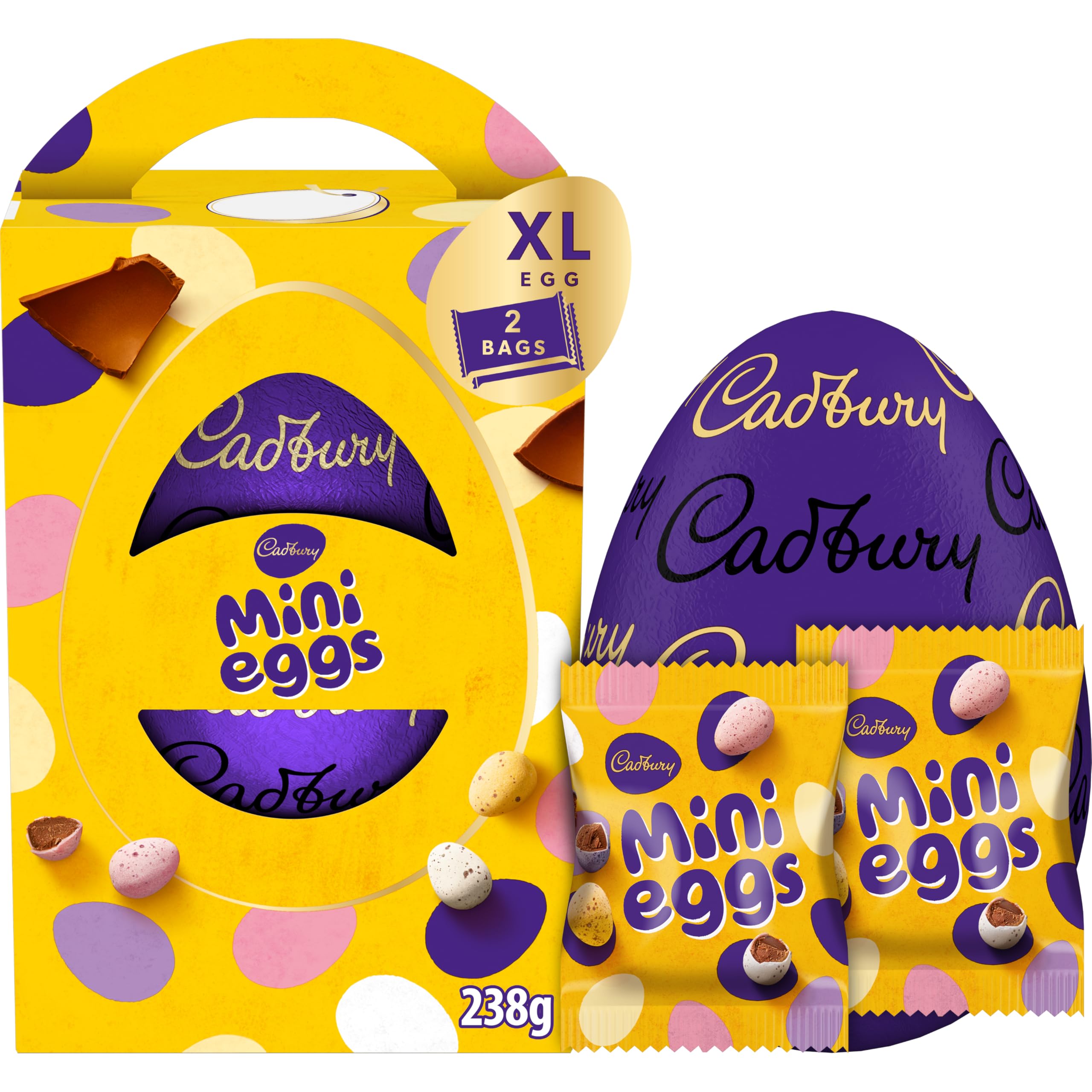 Cadbury Mini Eggs Extra Large Chocolate Easter Egg with 2 Bags | 238g