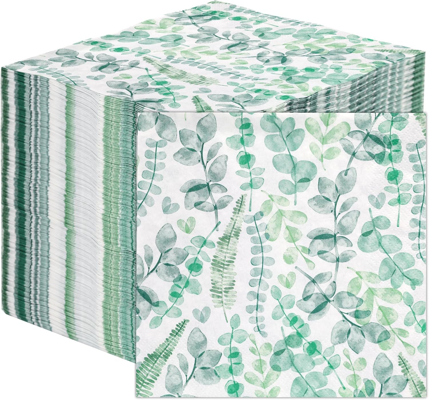 Talking Tables Table Kind Soft Paper Napkins - 100 Pack Eucalyptus Green Leaf Design | 2ply 33cm
