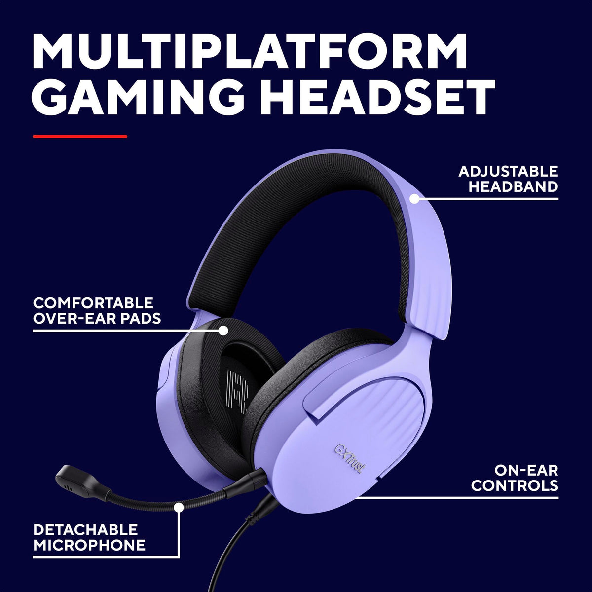 Trust GXT 489P Fayzo Gaming Headset - PC, PS5, PS4, Xbox, Switch, Purple