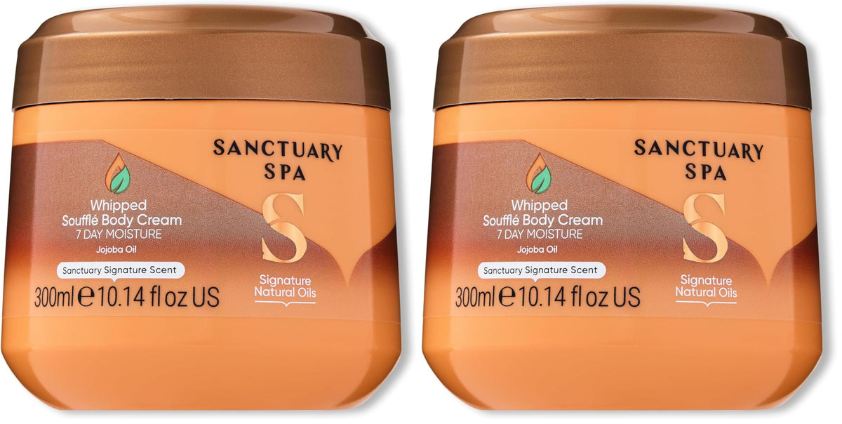Sanctuary Whipped Soufflé Body Cream - No Mineral Oil, Cruelty Free, 2 x 300 ml