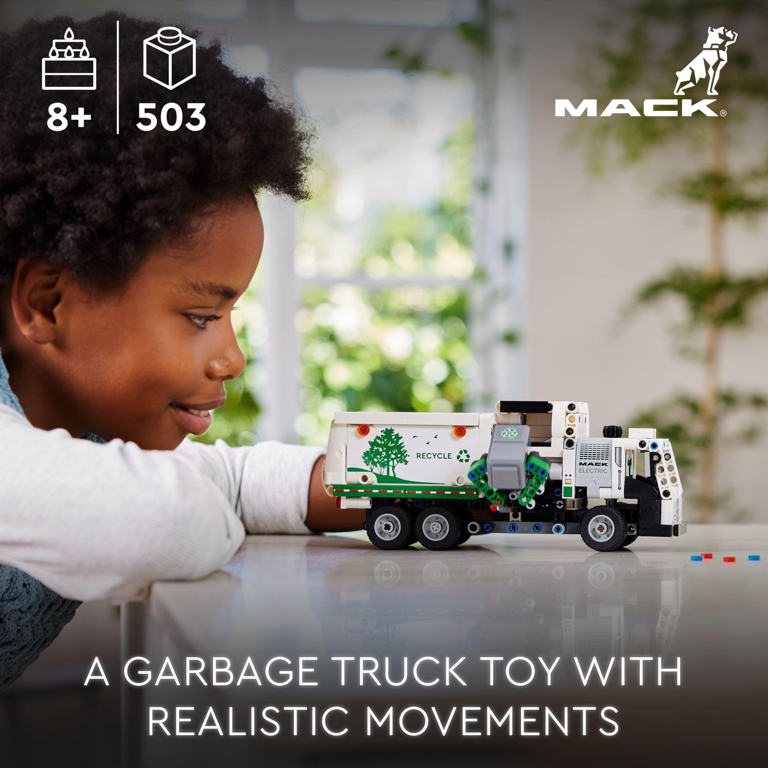 LEGO Technic Mack LR Electric Garbage Truck Building Set | Ages 8+ | Model 42167