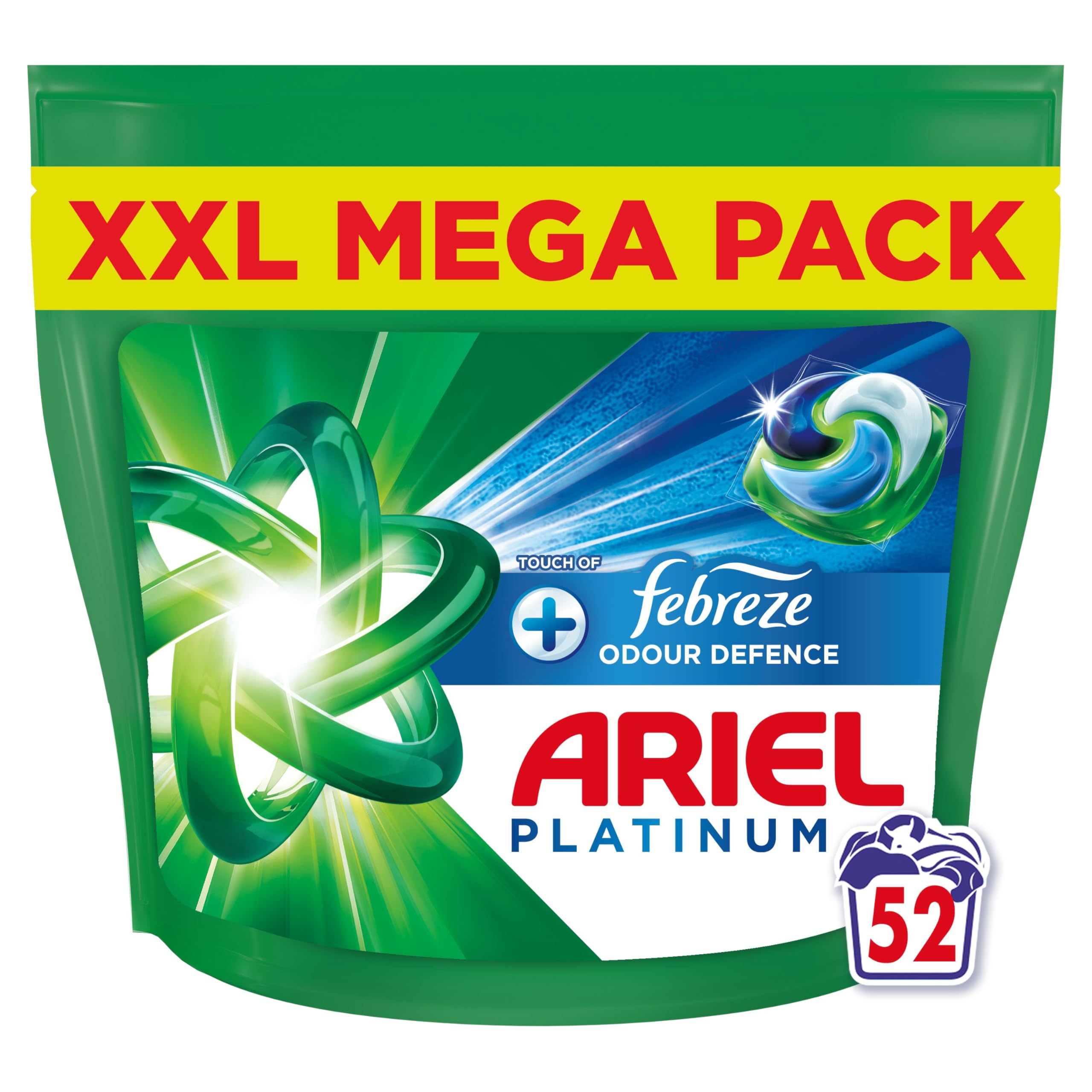 Fairy Non Bio Ariel Platinum+Febreze Pods - 52 Count, Floral Scent, Extra Cleaning Power 1