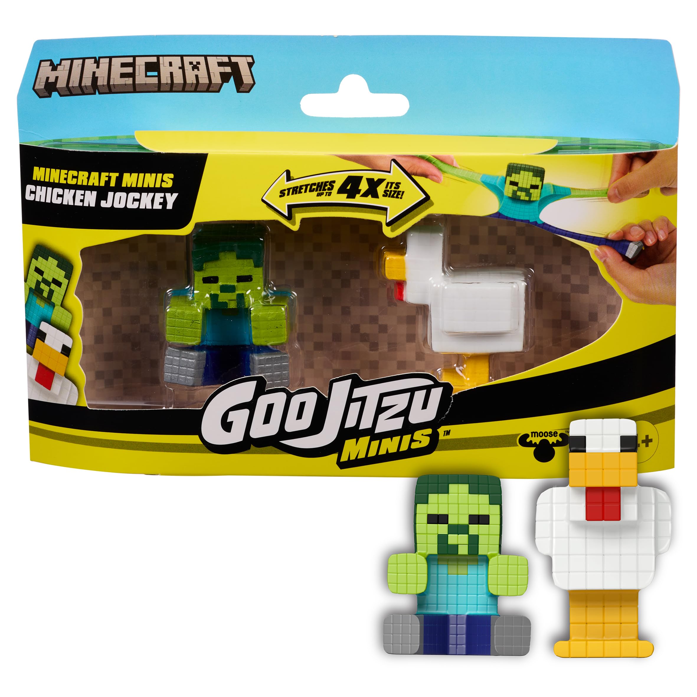 Heroes of Goo Jit Zu Minecraft Minis 2 Pack - Zombie & Chicken | 2.5 Inch Stretchable Figures