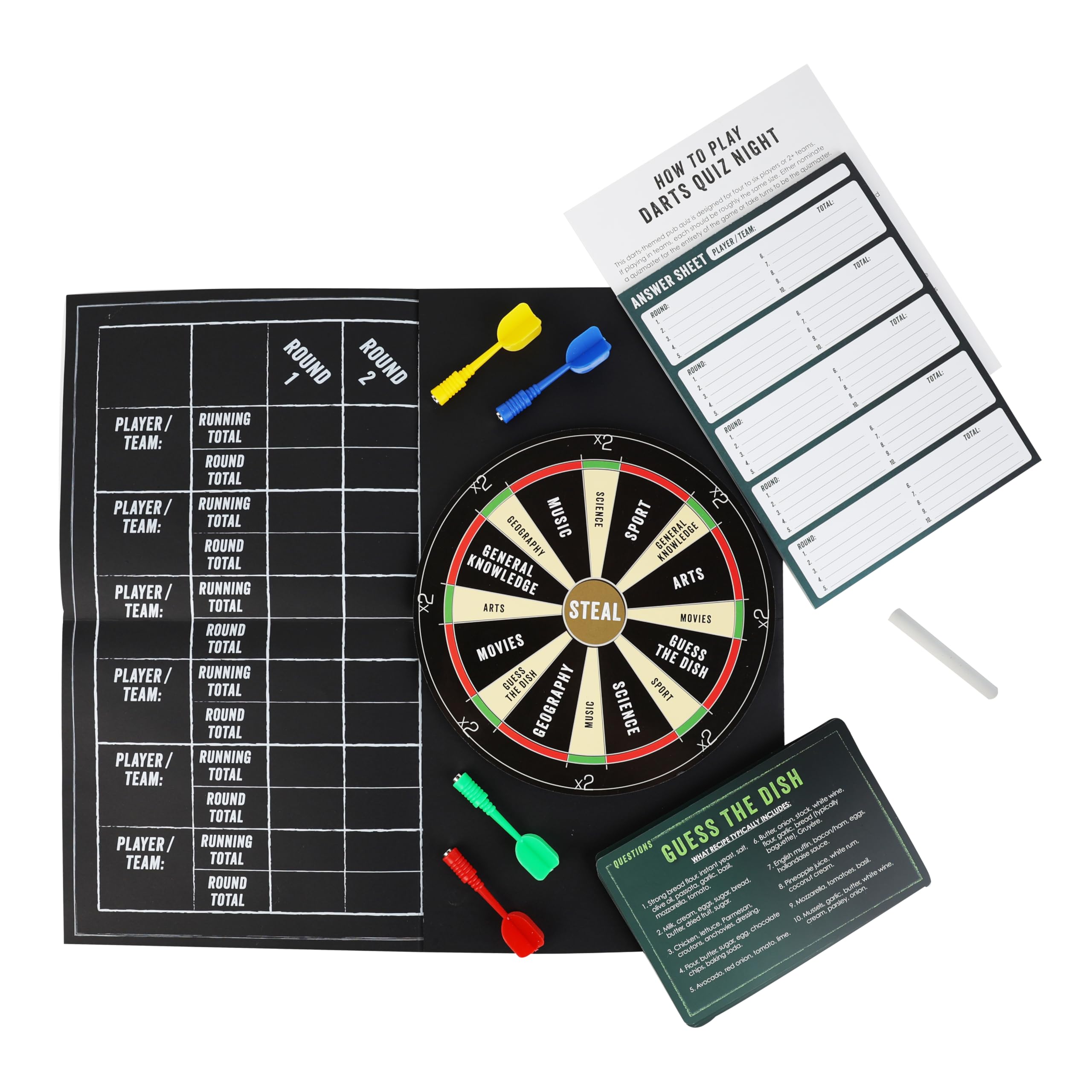 Talking Tables Magnetic Darts Quiz Night Pub Game - Trivia & Dartboard Hybrid 9