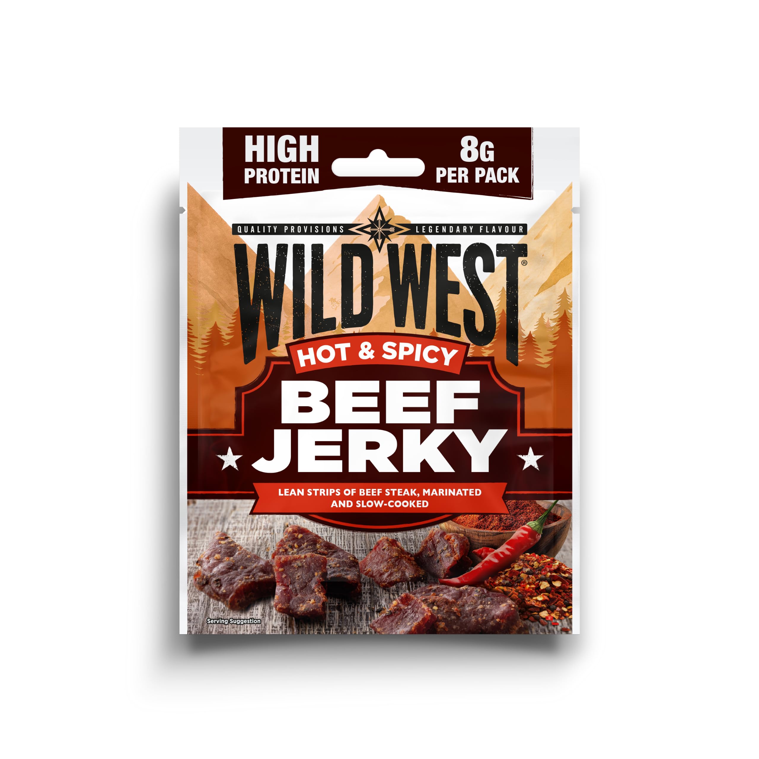 WILD WEST Jalapeno Beef Jerky - High Protein, Gluten Free Snack | 25g Strips (Pack of 12)