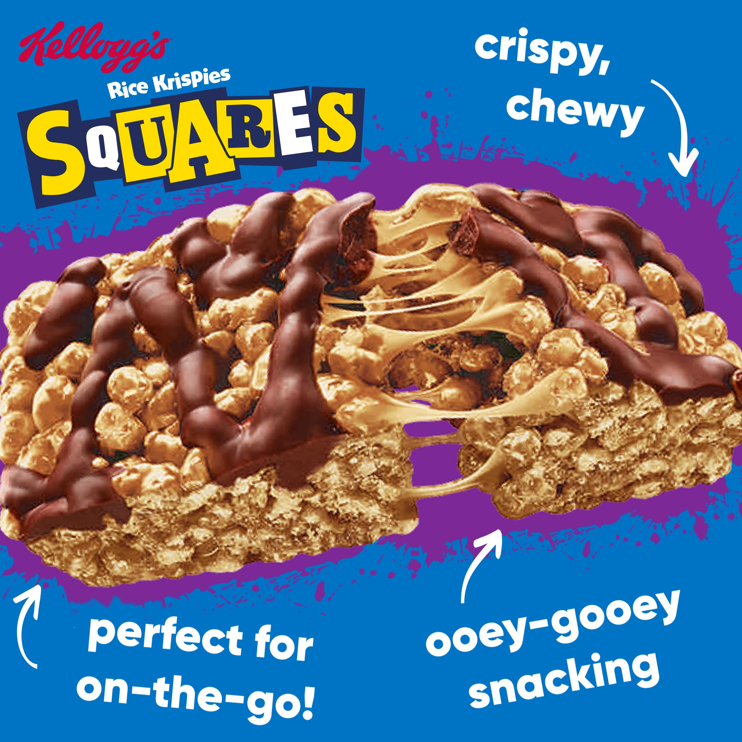 Rice Krispies Squares Honeycomb & Chocolate Cereal Bars - 8 Bars (Pack of 2)