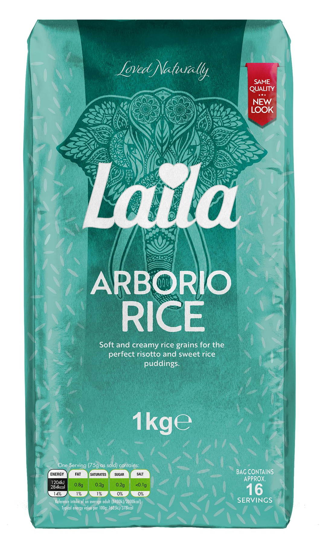 Laila Arborio Rice - Short Grain Rice for Risotto, 1KG Brick Pack