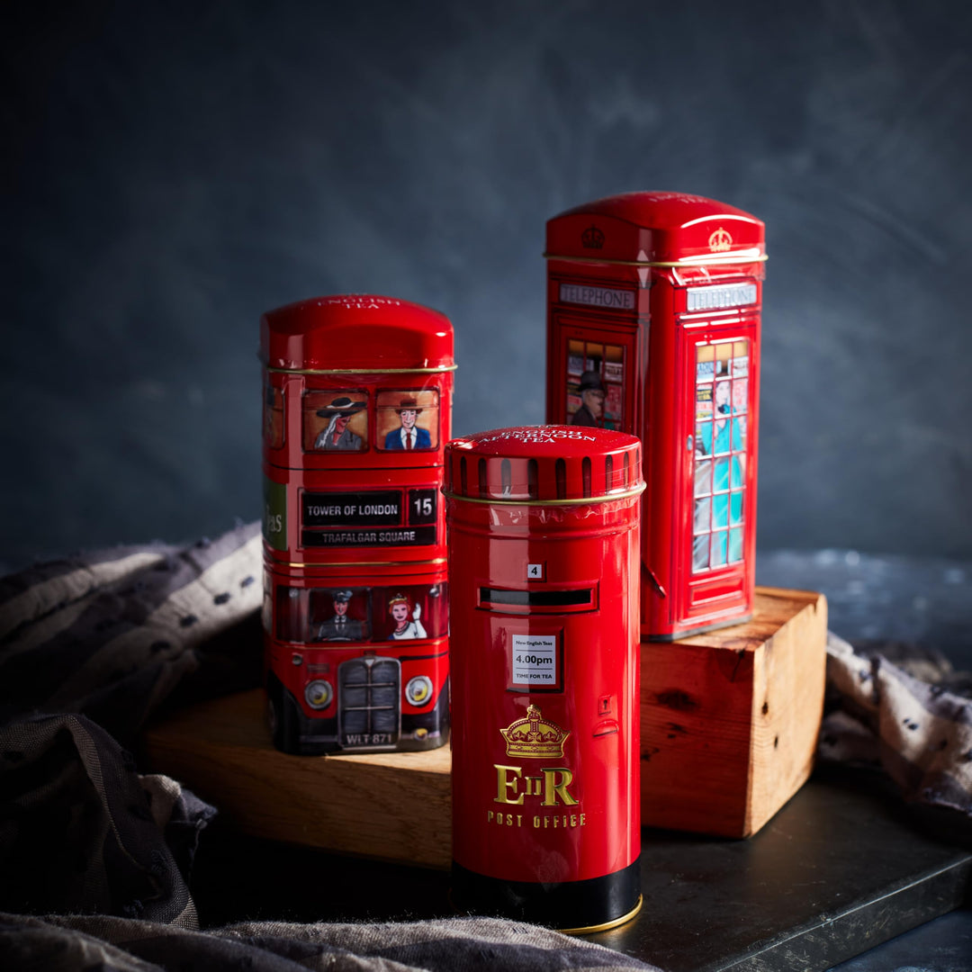 New English Teas British Post Box Tea Caddy with 14 English Breakfast Teabags - UK Souvenir Gift
