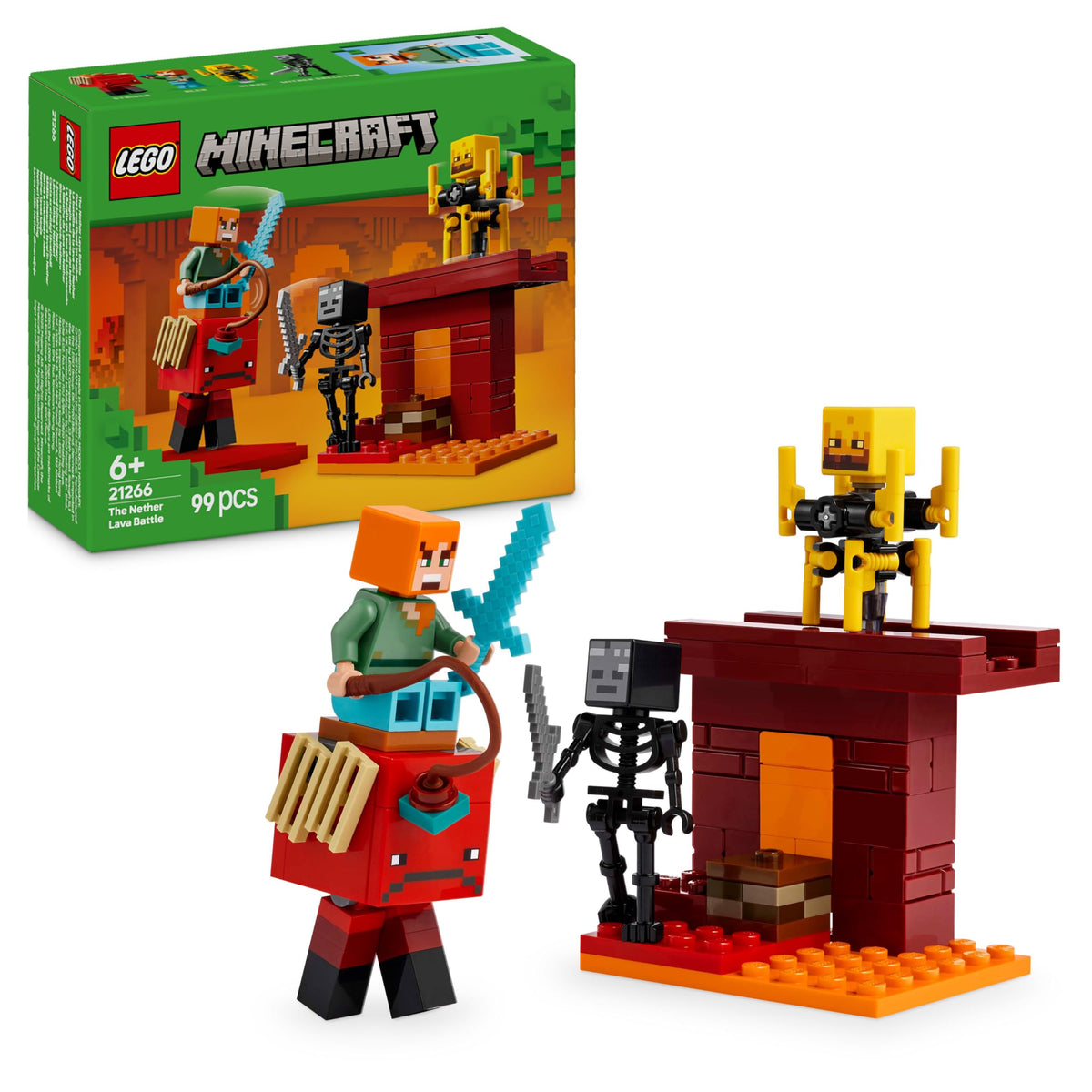 LEGO Minecraft The Nether Lava Battle Building Toy Set - 99 Pieces, Age 6+