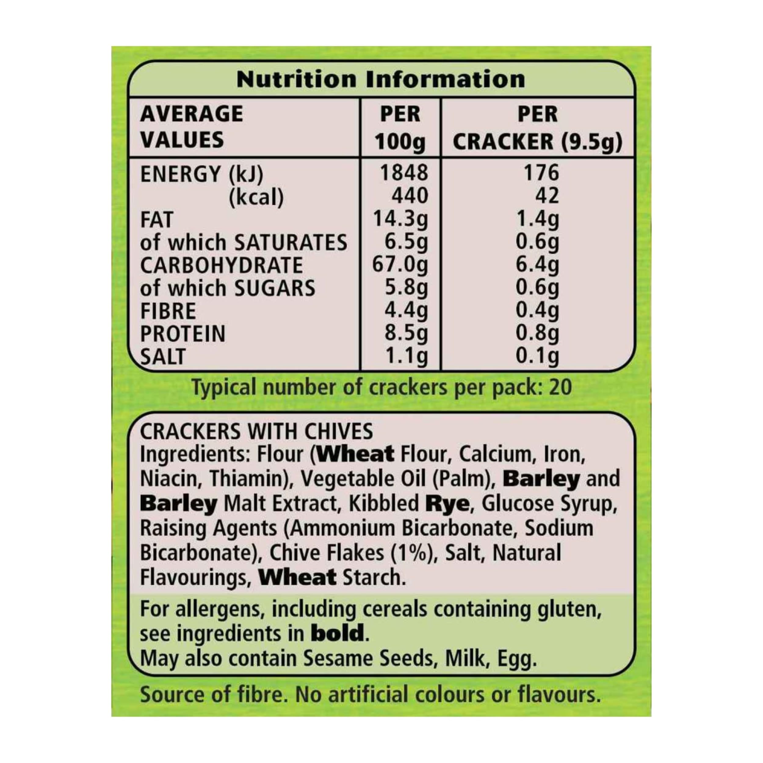 Jacob's Crispbreads Chive Crackers - Multigrain Crispbread Snacks, 5 x 38g (190g Total) 3