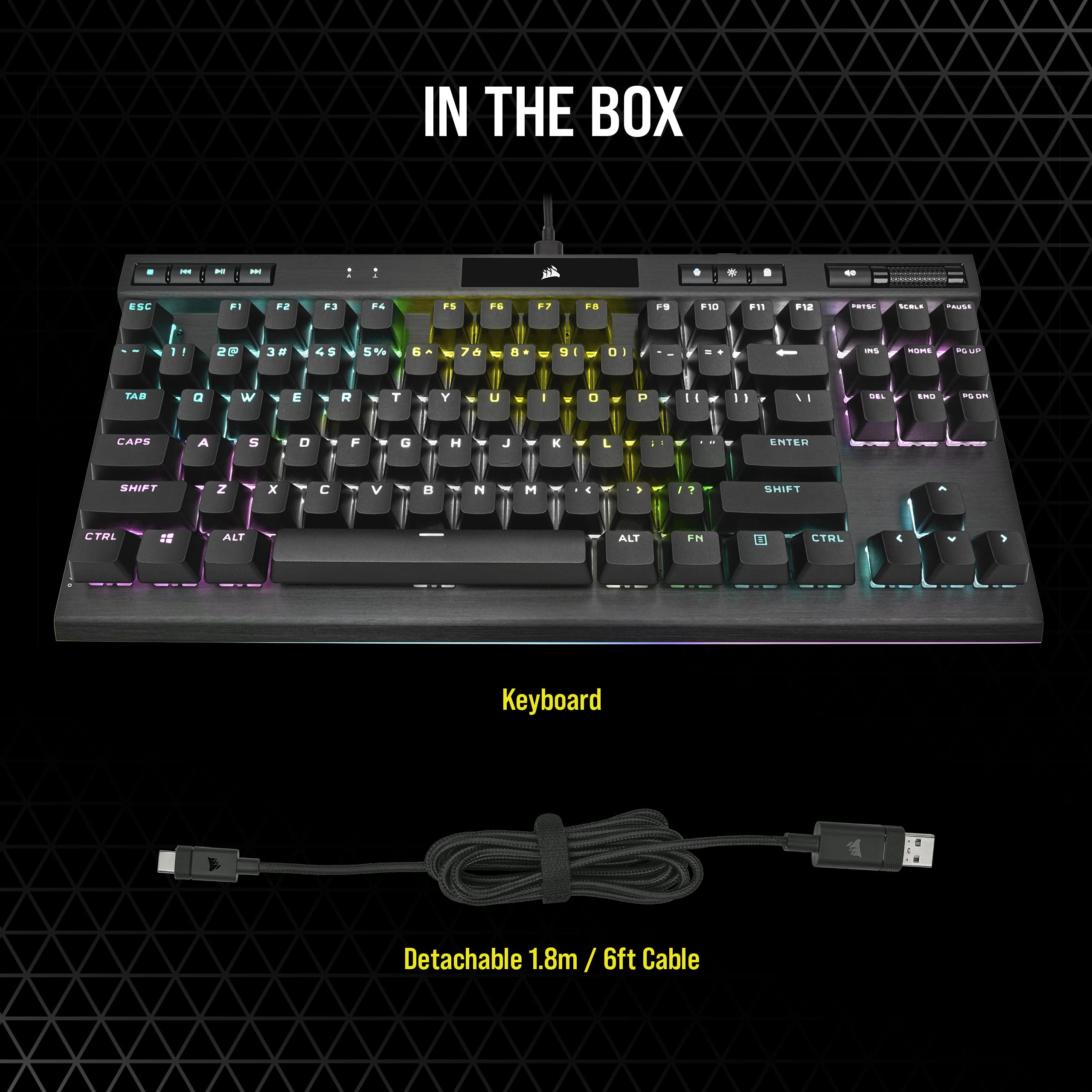 Corsair K70 RGB TKL CHAMPION SERIES OPX Optical-Mechanical Gaming Keyboard - Black 9