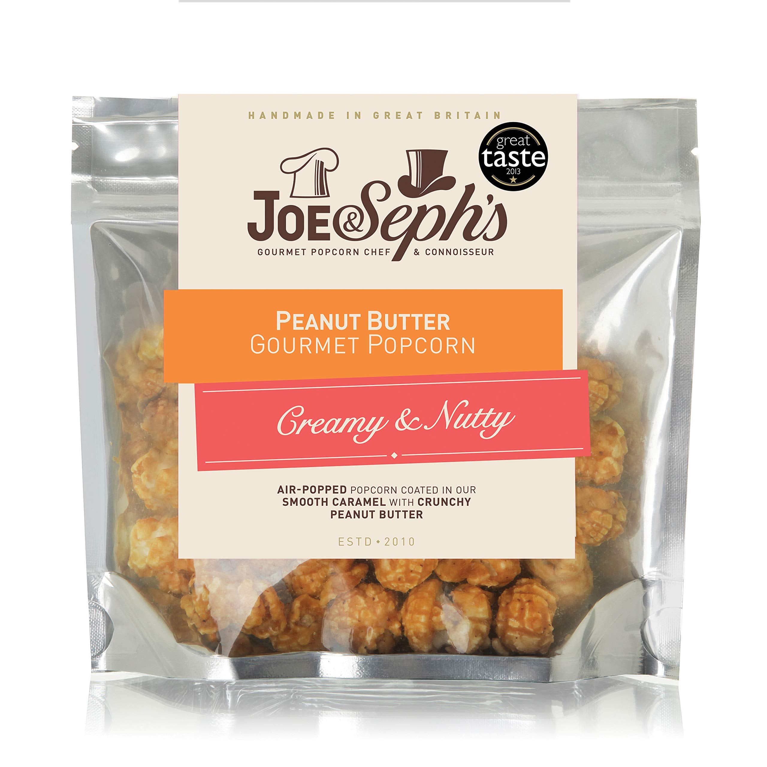 Joe & Seph's Peanut Butter Popcorn Snack - 32g Single Pack | Handmade in GB | 100% Natural Ingredients