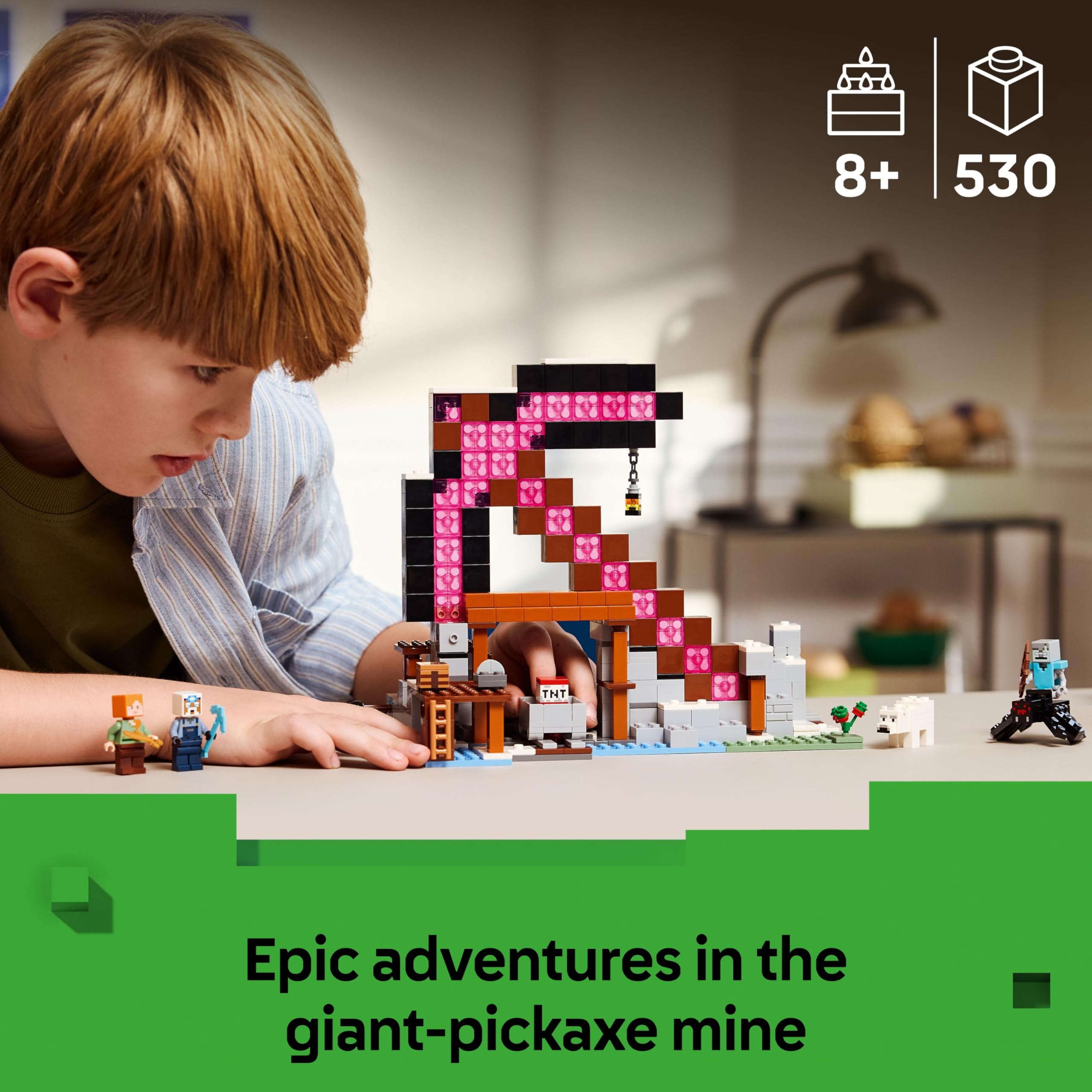 LEGO Minecraft The Pickaxe Mine - Building Set with Alex, Miner, Spider Jockey Figures 7