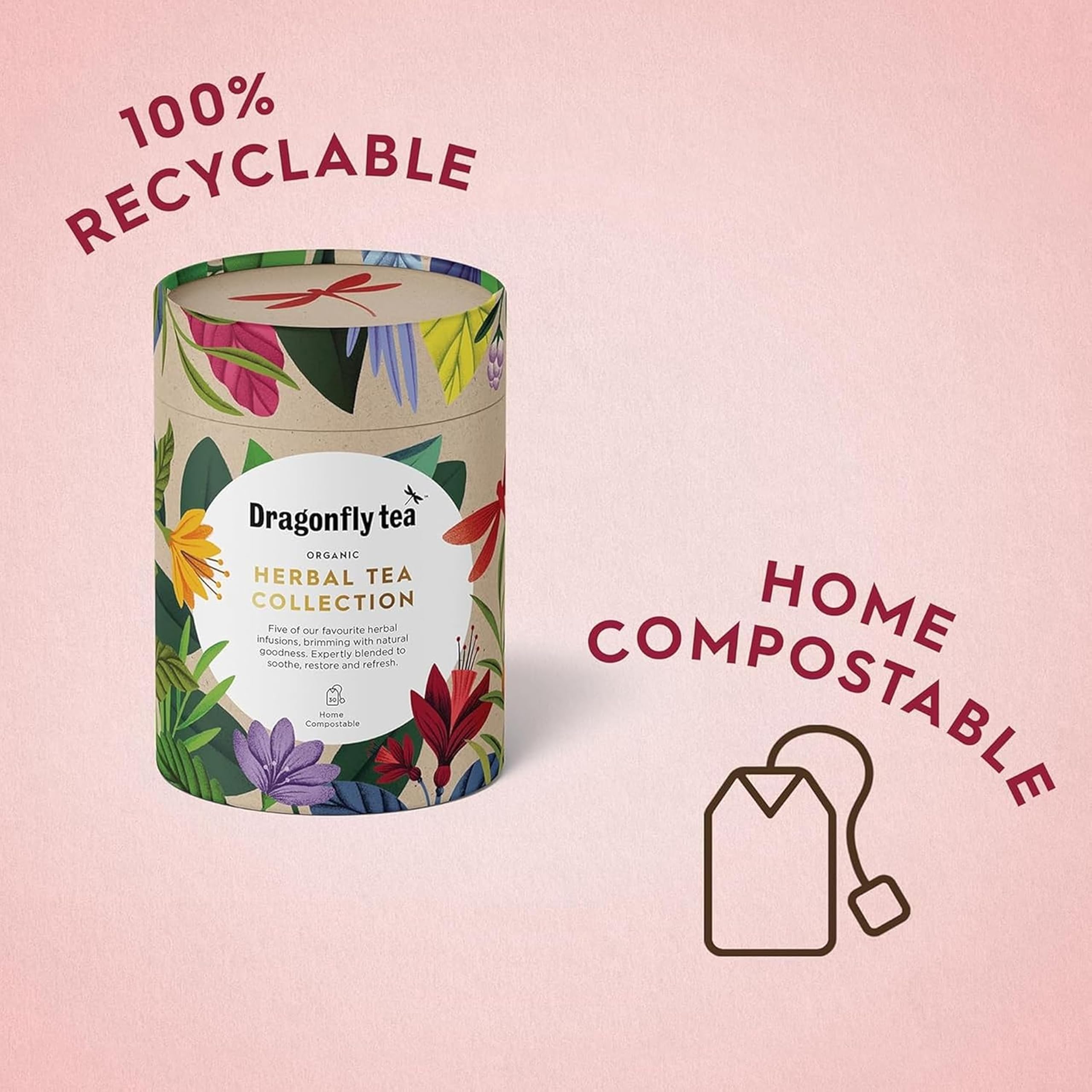 Dragonfly Tea Organic Herbal Tea Gift Collection - 30 Tea Bags, Plastic-Free & Compostable Packaging 5