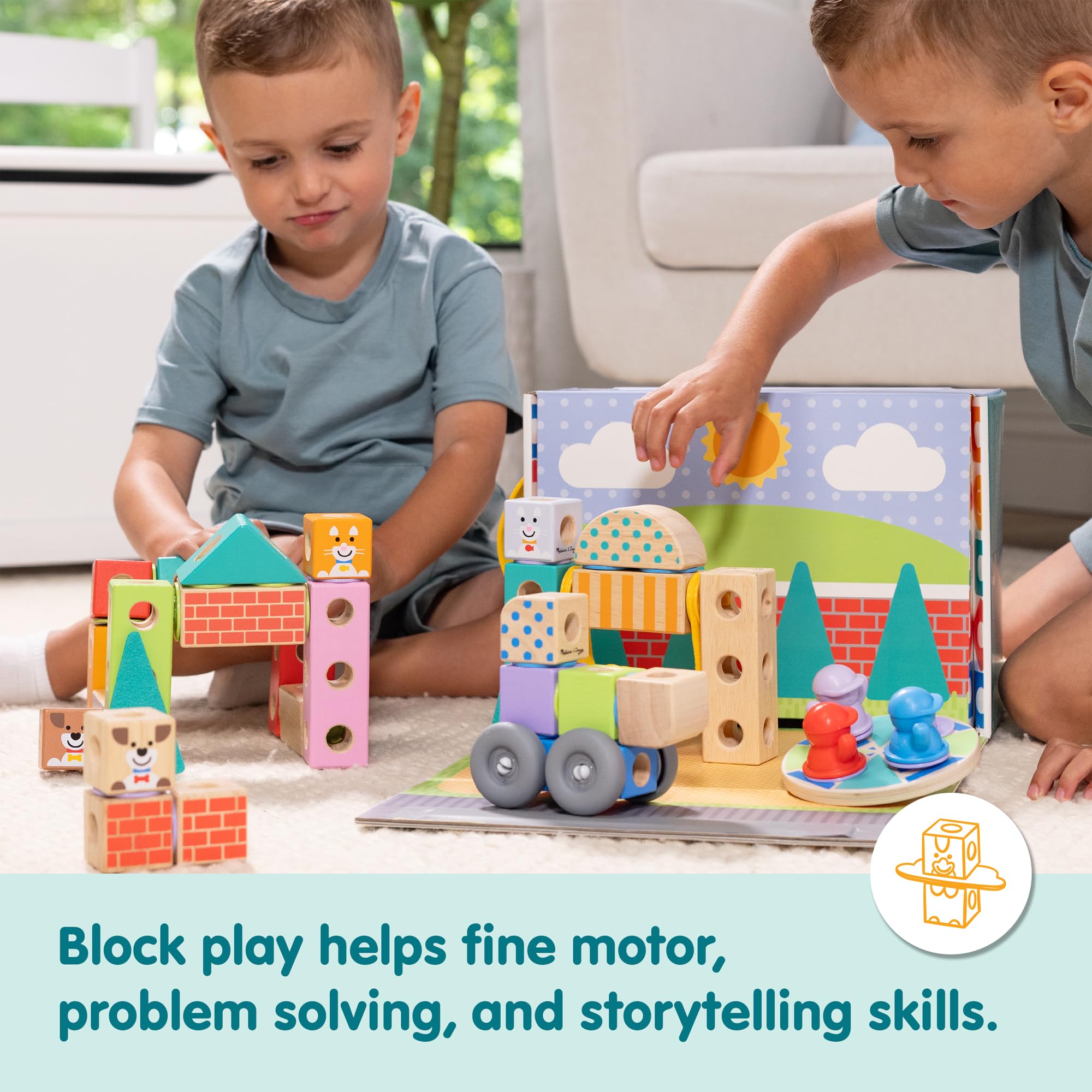 Melissa & Doug Blockables Town Snap And Play Connectable Wooden Building Set for Ages 2-7 5