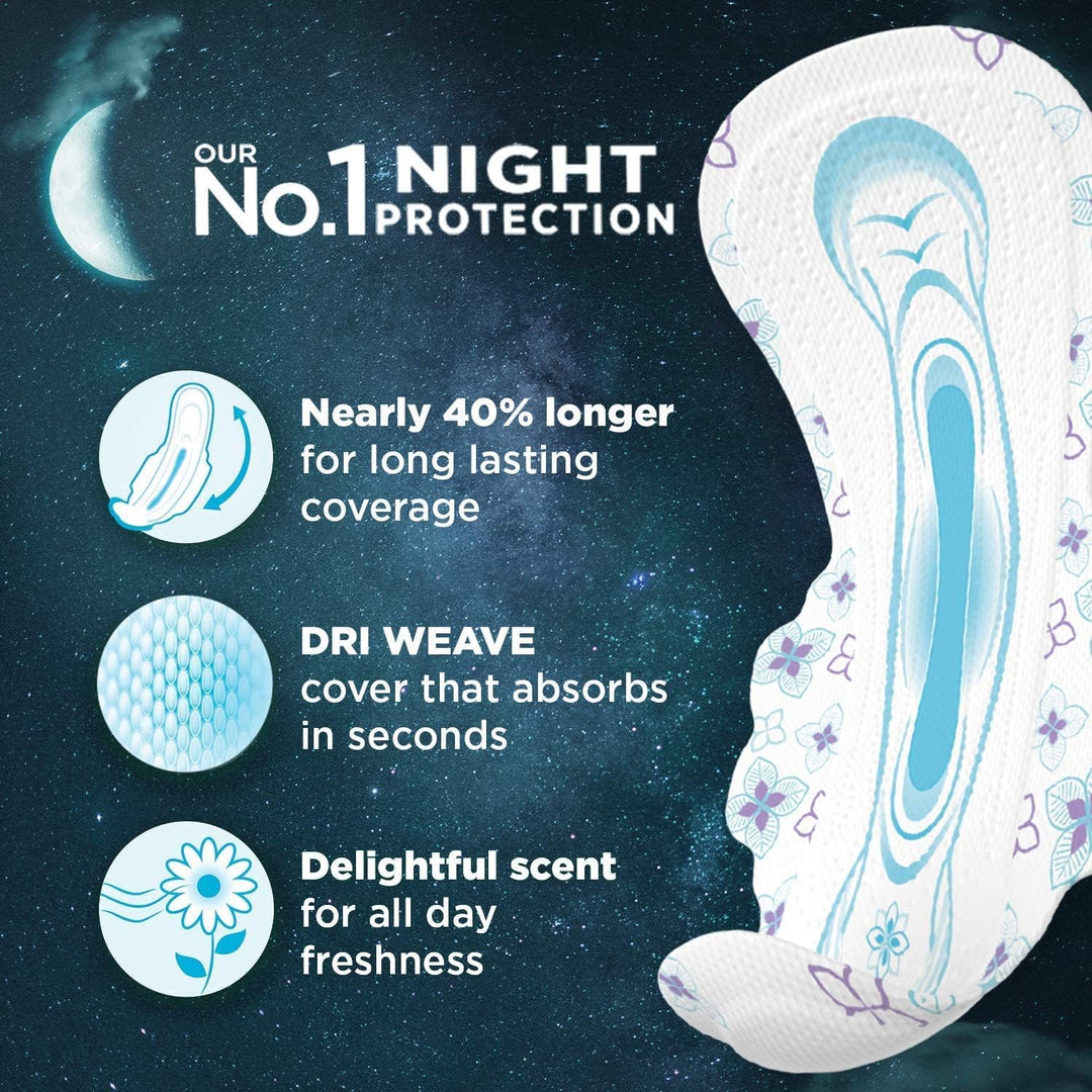 Whisper Ultra Nights XL+ 15 Pads - Extra Heavy Flow Overnight Protection with Wings