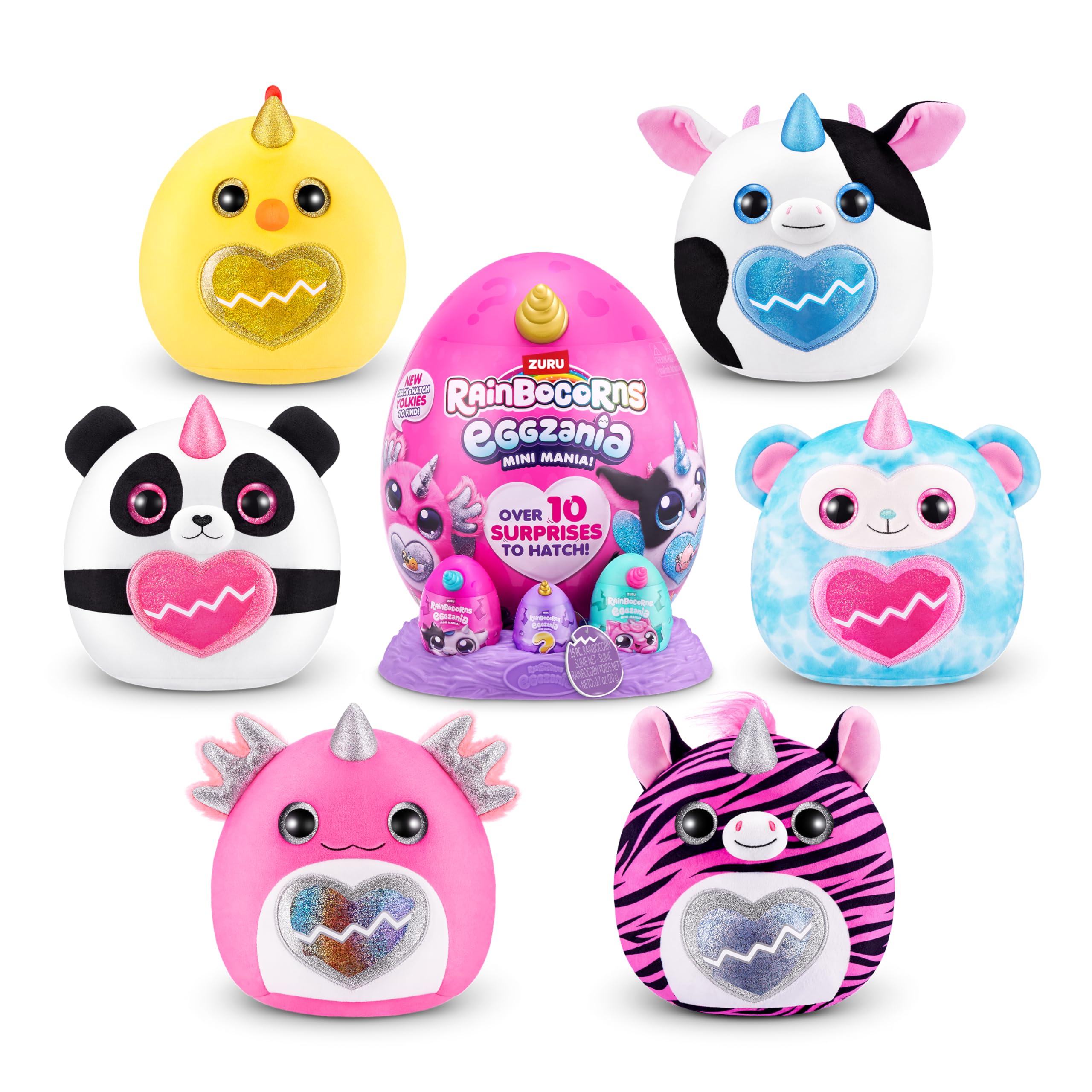 Rainbocorns ZURU Eggzania Mini Mania - Axolotl Plush Surprise Unbox, 10 Surprises, Collectible Playset for Kids 5