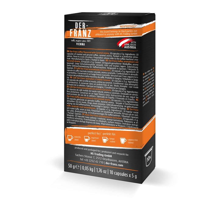 Der-Franz Caramel Flavored Coffee Capsules, 60 Count (6x10), Nespresso Compatible