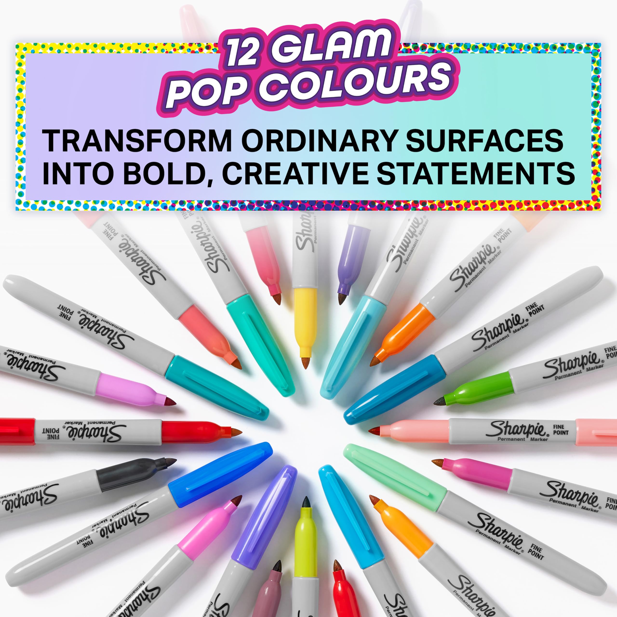 Sharpie Glam Pop Permanent Markers | Fine Point for Bold Details | Assorted 3