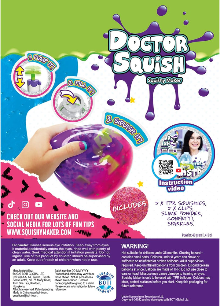 John Adams Doctor Squish Squishy Maker Refill Pack | DIY Squishy Kit with Slime Powder, TPR Squishies, Sparkles & Confetti for Creative Play