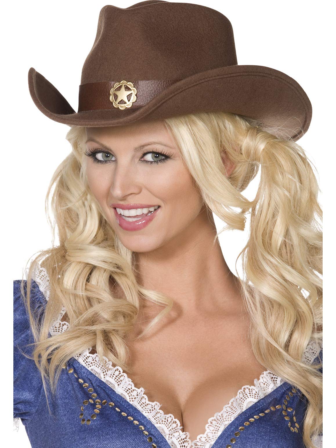 Smiffys Wild West Cowboy Hat Brown Felt with Gold Star Detail 4