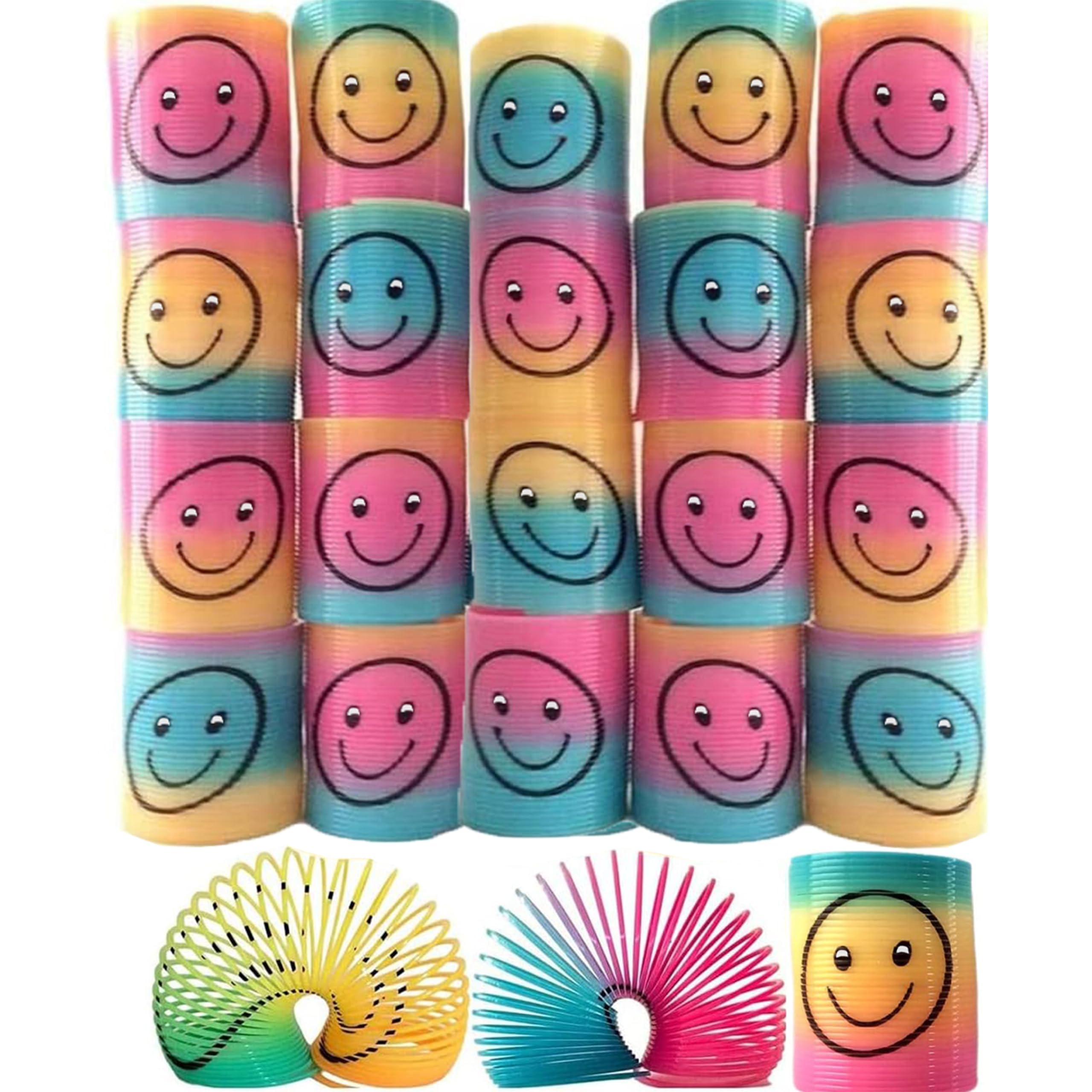 SHATCHI 6Pcs Rainbow Smile Face Spring Toys - Stretches Up to 1 Meter | Plastic 3
