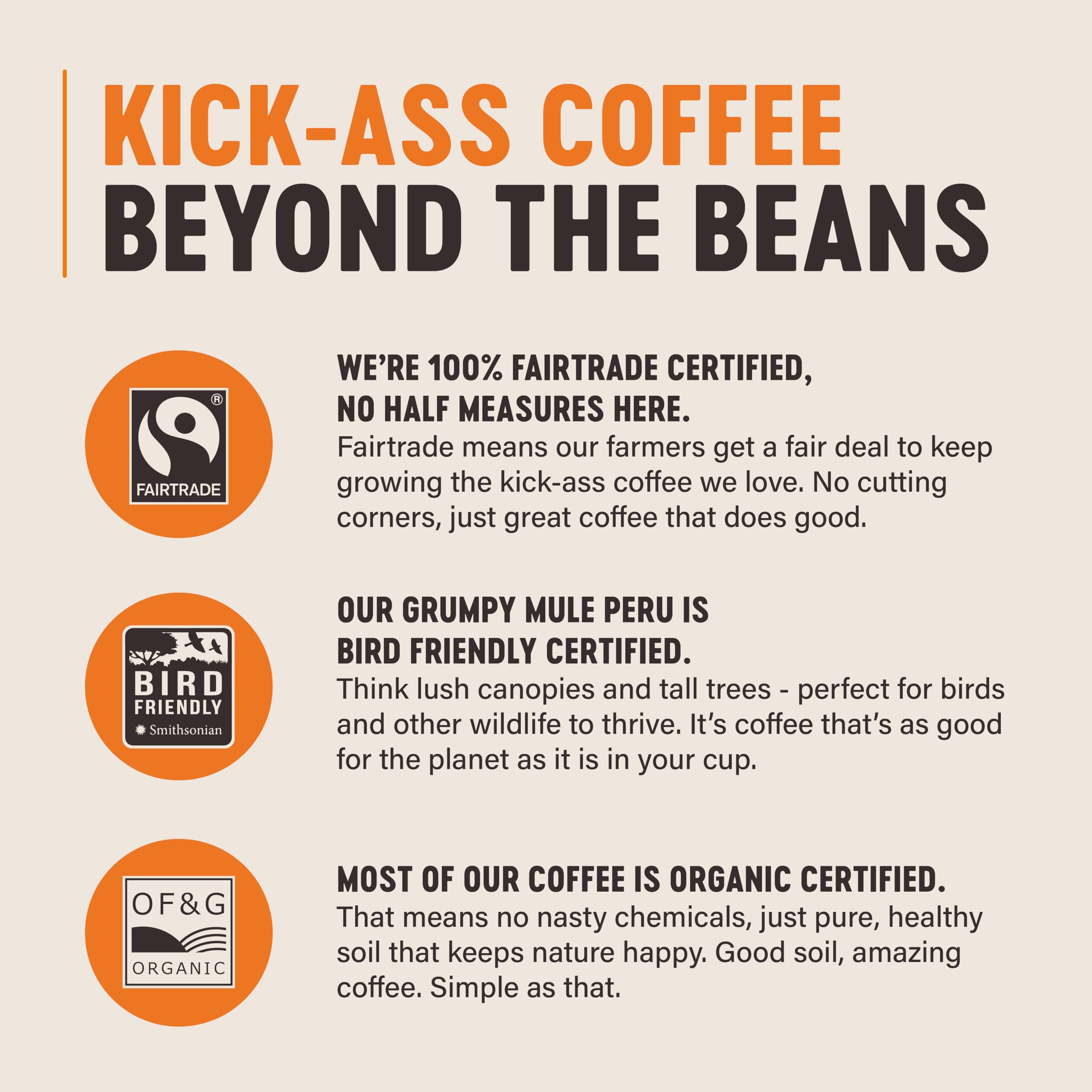 Grumpy Mule - Peru Café Feminino Organic Whole Coffee Beans 5