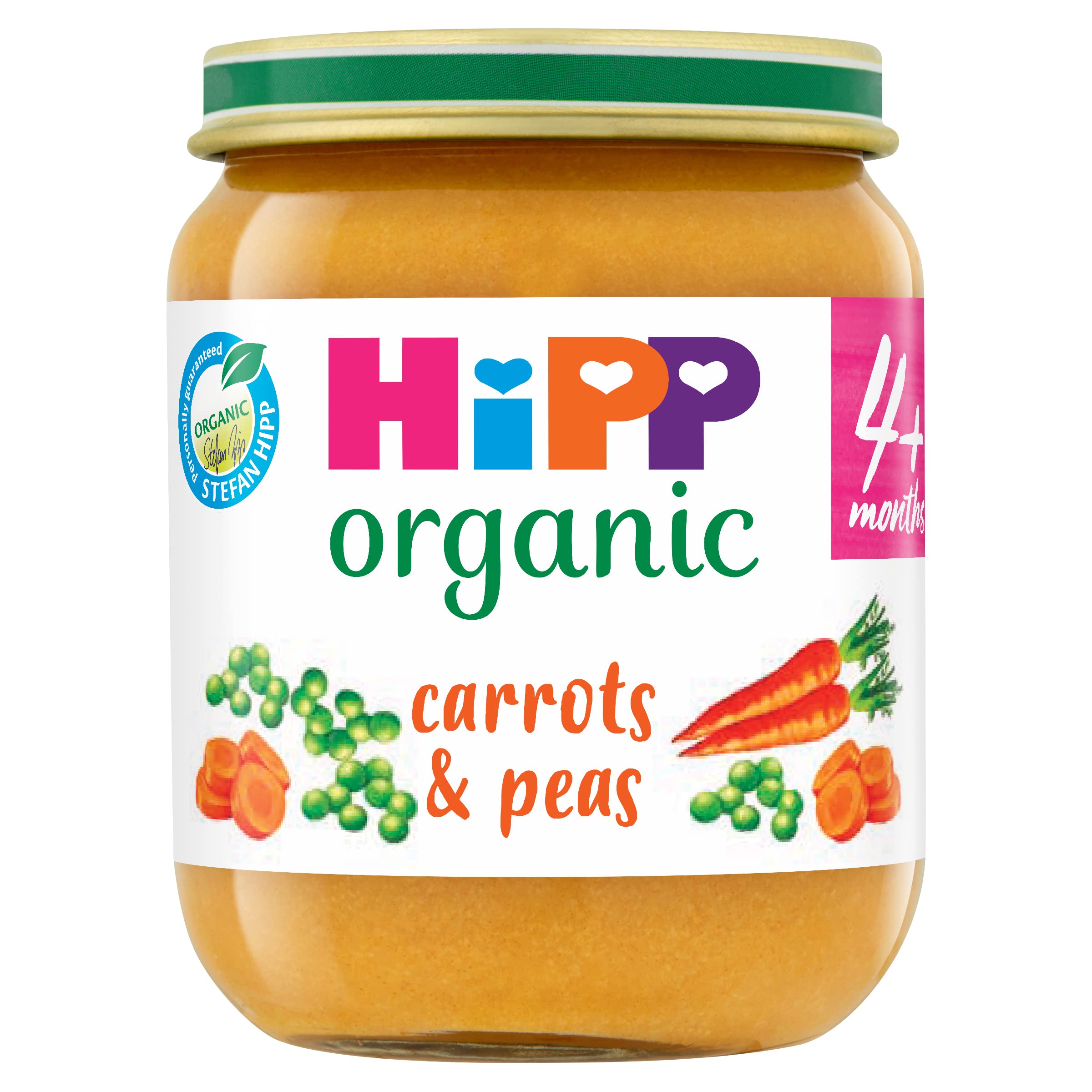 HiPP Organic Carrots & Peas Baby Food Jar 4+ Months 125g (Pack of 6) 1