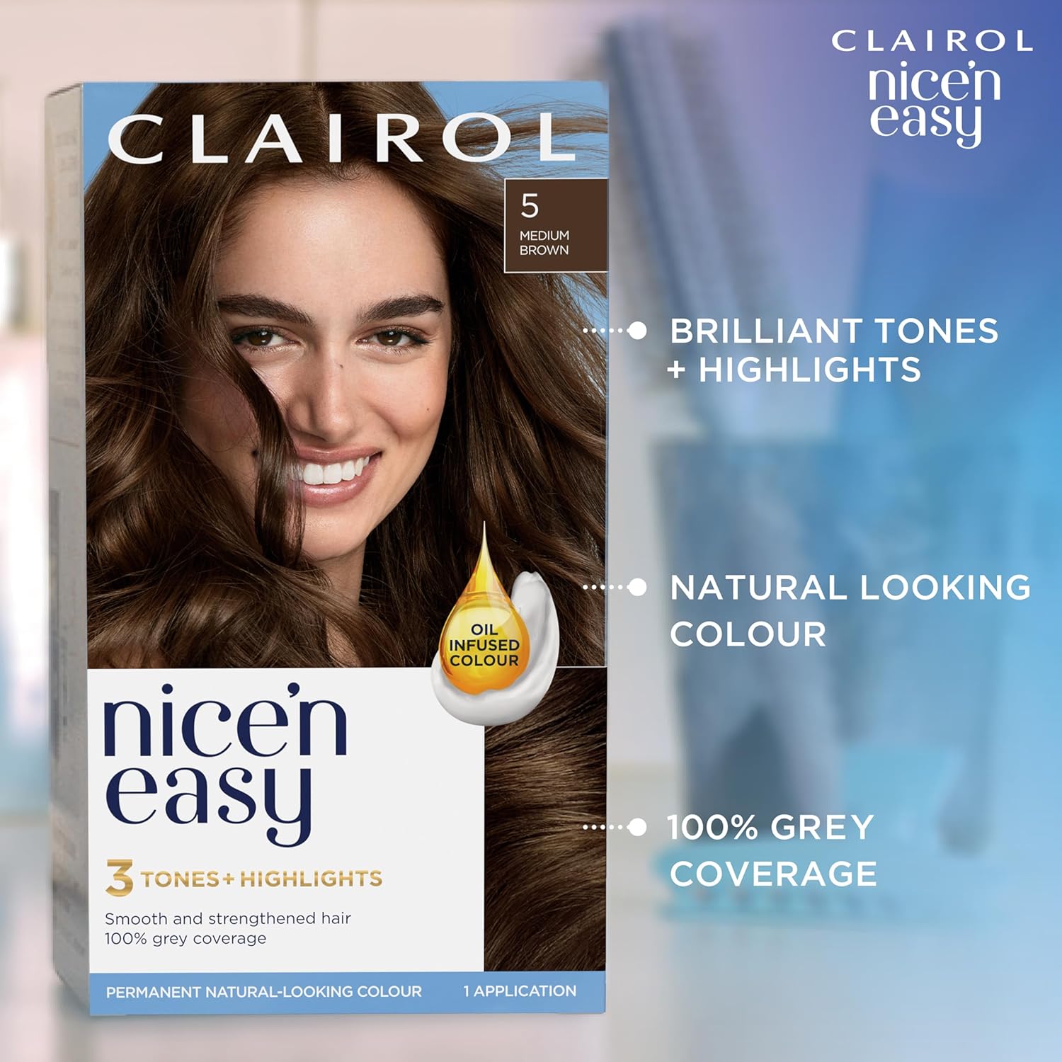 Clairol Nice'n Easy Crème Permanent Hair Dye - 5G Medium Golden Brown 8