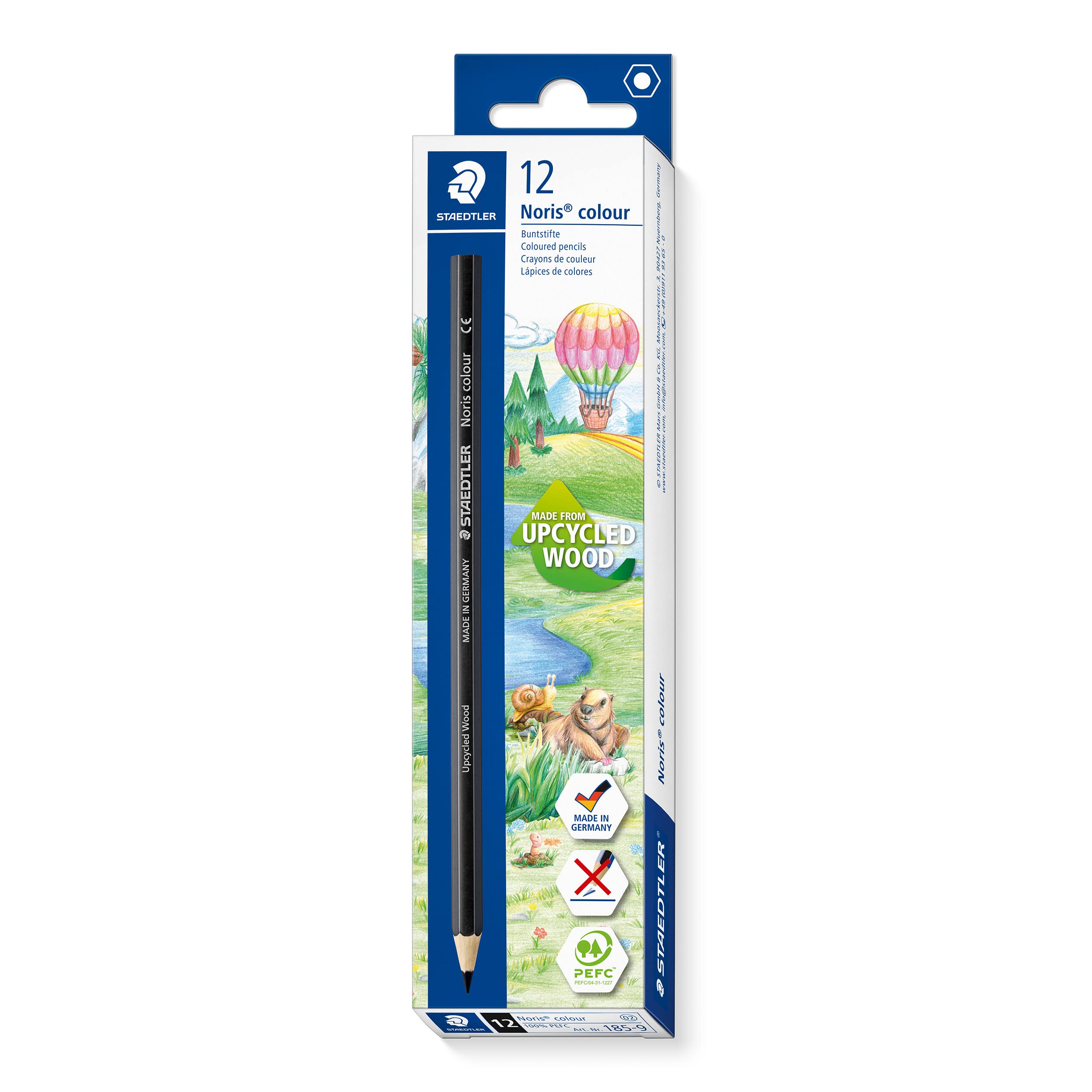 STAEDTLER Noris colour 185-9 Colouring Pencil - Black | Pack of 12 | Upcycled Wood 2