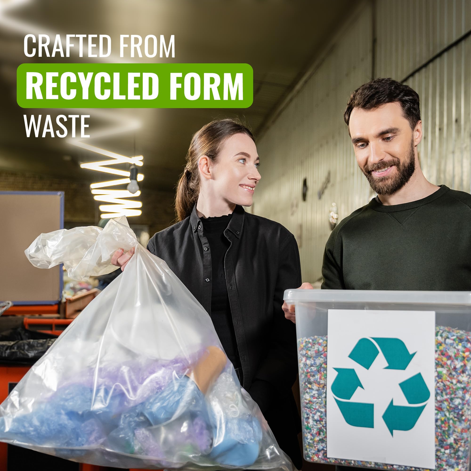 EcoBag 40 Pack Heavy Duty White Bin Liners - 100L - 22 Microns - Extra Strong 6