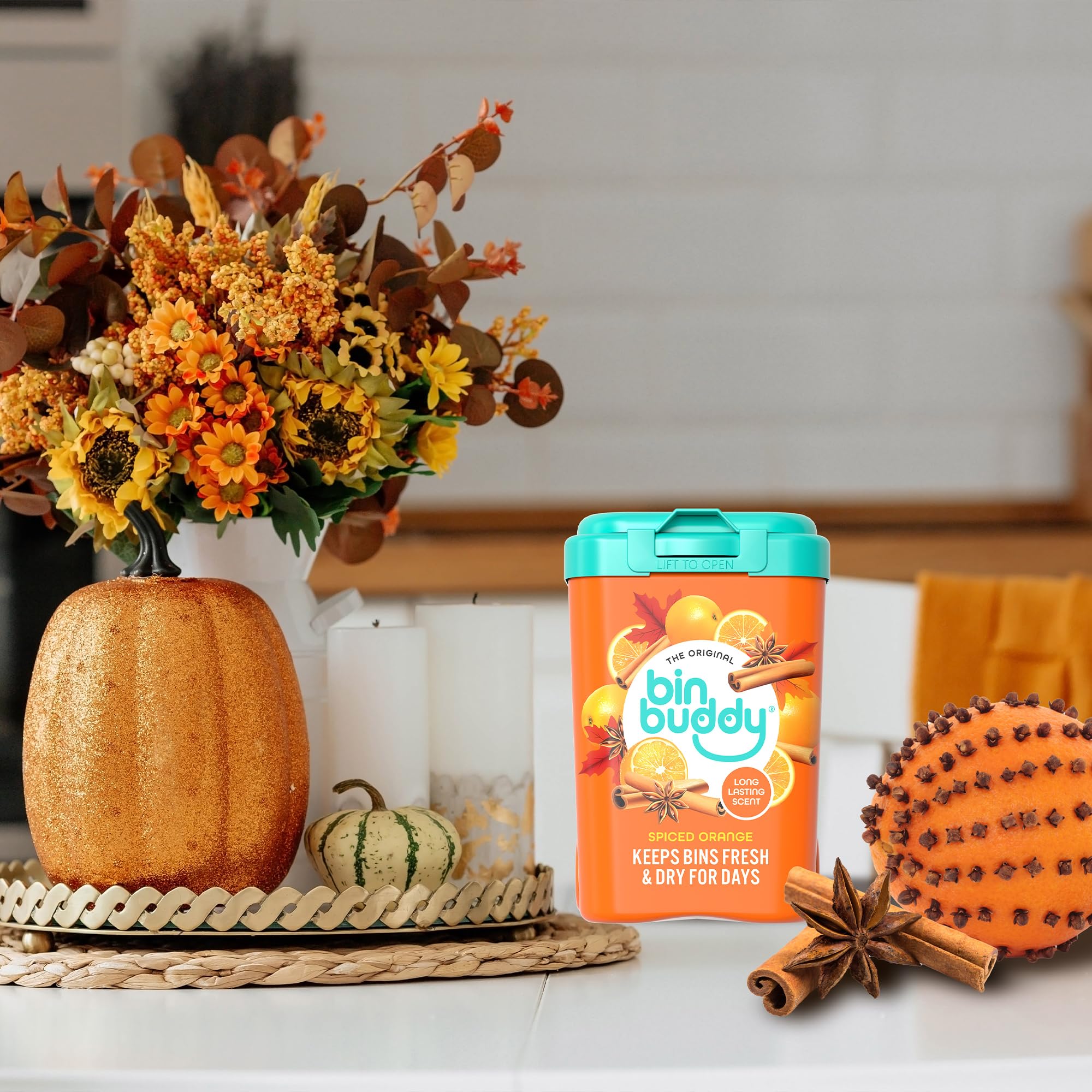 Bin Buddy Spiced Orange Air Freshener Powder - Absorbs Mess | Lasts for Days | 3 Pack 5