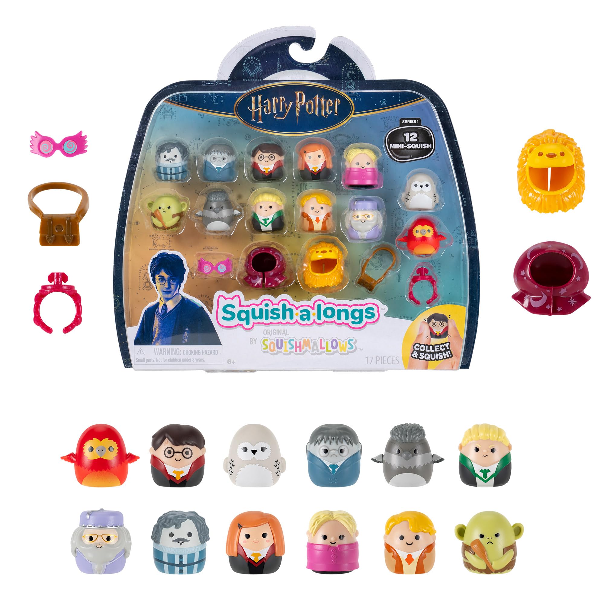 Squish-a-longs Harry Potter Mini-Squish + Accessory 12-Pack - Collectible Characters with Ring Attachments 1