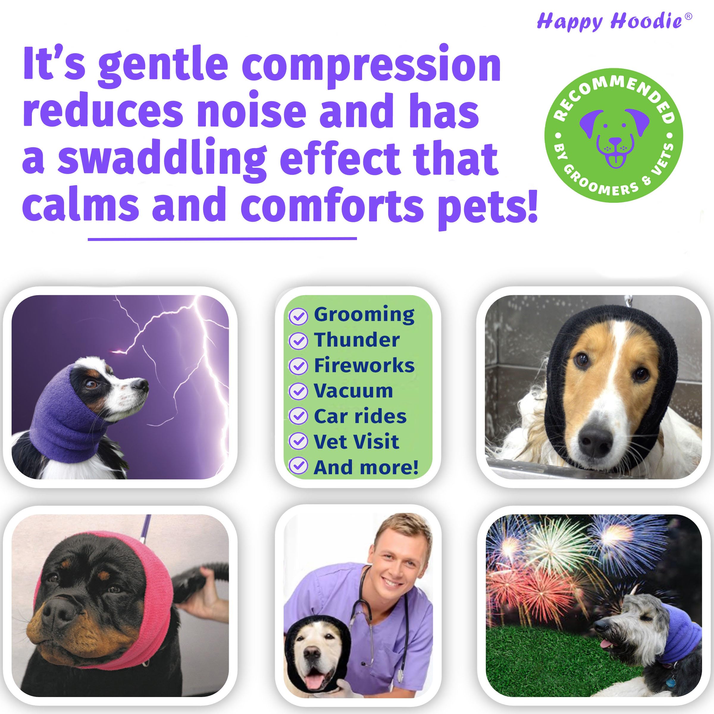 ZONI PETS Happy Hoodie Set - Noise Reduction & Grooming Aid for Small/Medium Dogs | Pink, 2 Pack 3