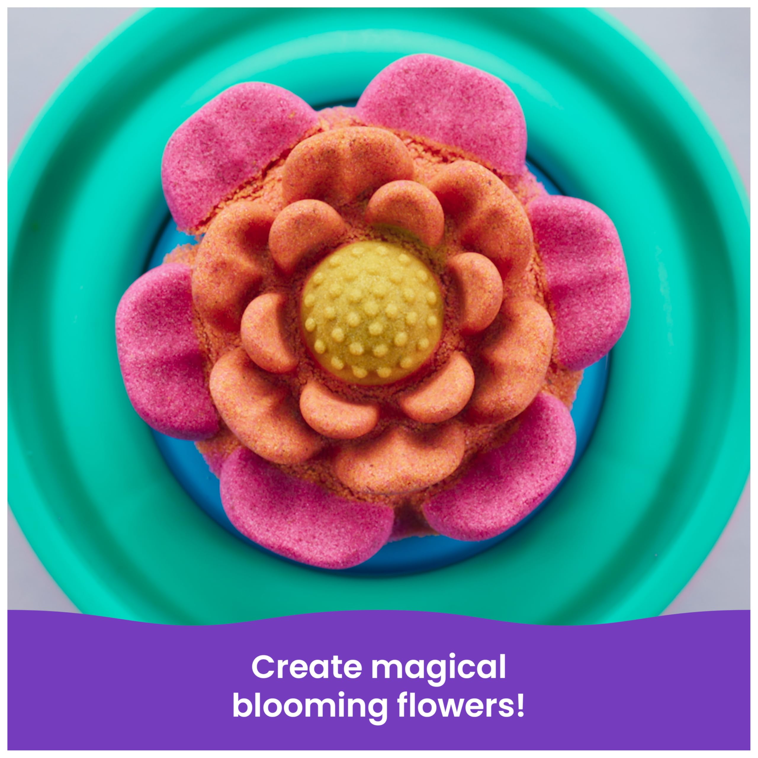 Kinetic Sand SquishBlossom Blooming Flower Sand Art Kit | 227g Pink & Yellow Sand | Ages 5-14 2