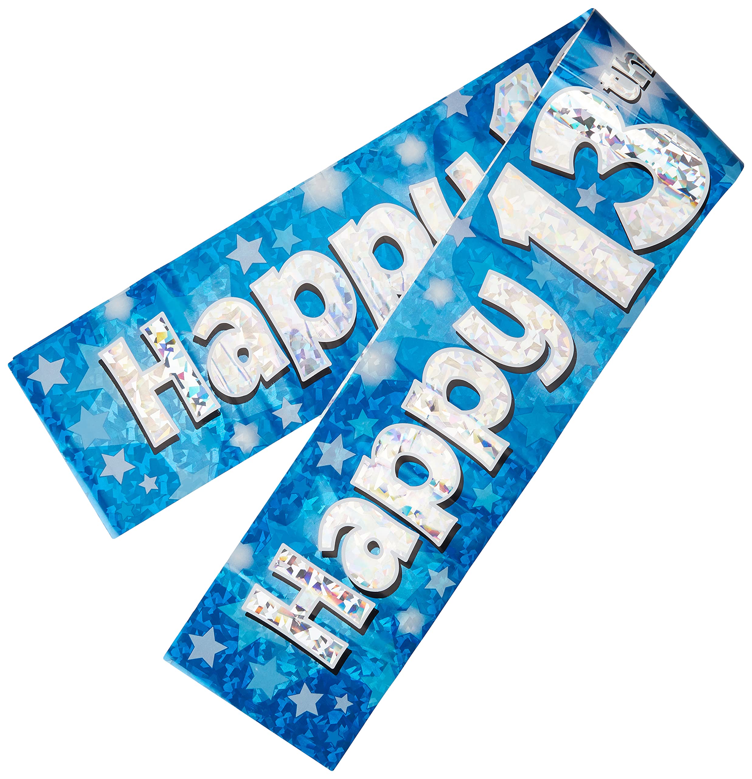 OakTree 9ft Sparkling Fizz 13th Birthday Banner - Blue Holographic Foil Decoration 1