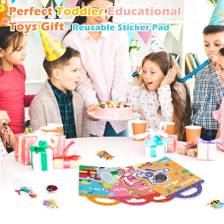 GUYUCOM 4 Pack Reusable Sticker Books for Toddlers - Jelly Texture Educational Playset