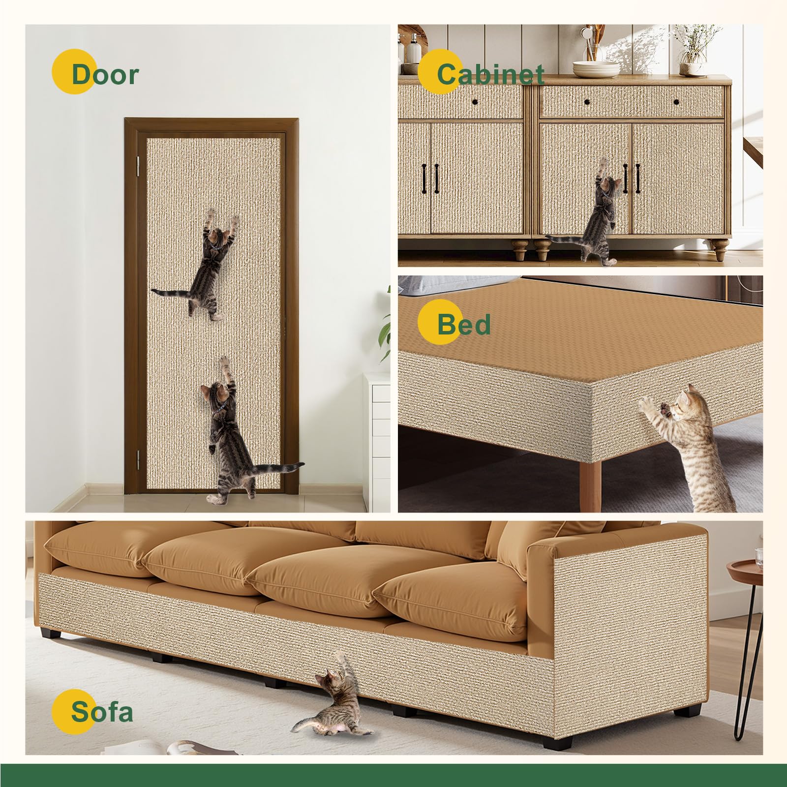 Gimars Self-Adhesive Cat Scratching Mat - 200 x 40cm | Thickened Polyester | DIY Cuttable 3