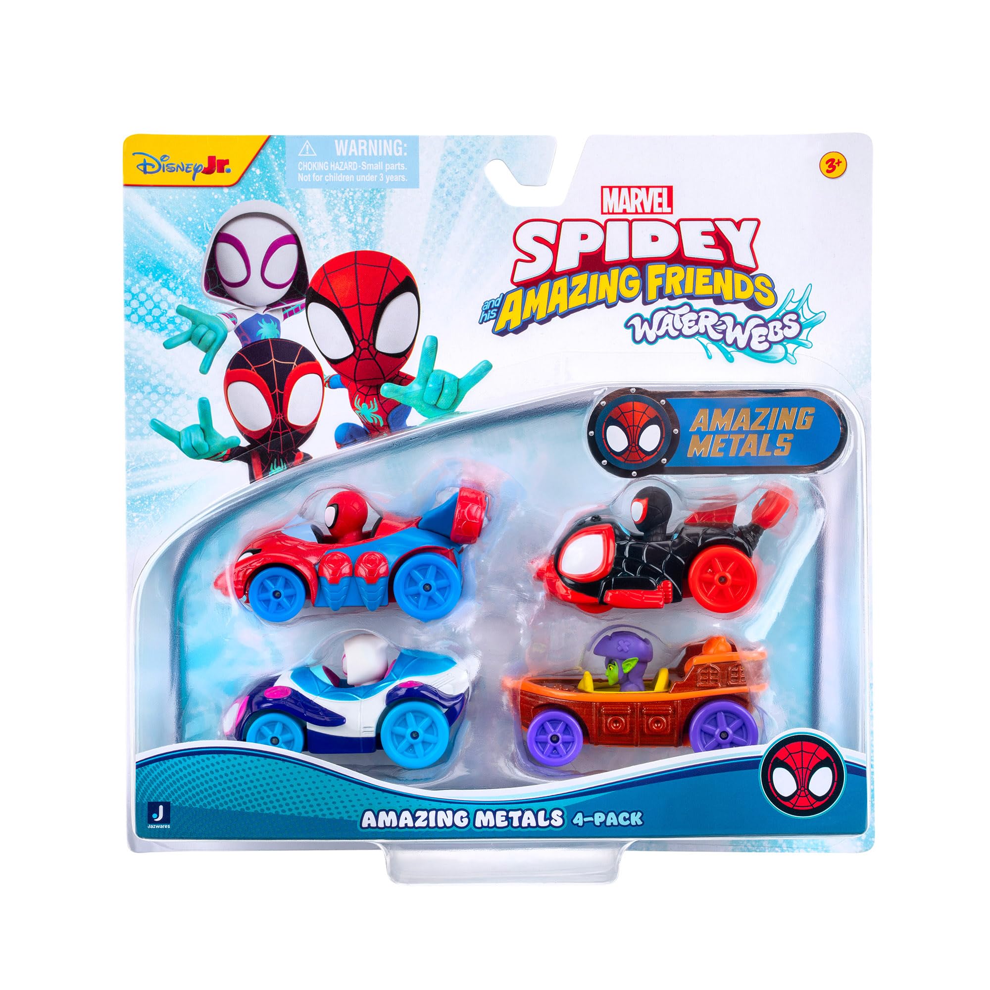 MARVEL Spidey and His Amazing Friends Amazing Metals 4 Pack - Four 3-Inch Die-Cast Vehicles 6