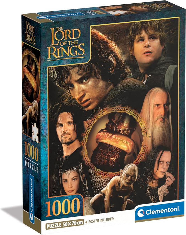 Clementoni Lord of the Rings Rings - 1000 Pieces, Poster Included, Famous Movie